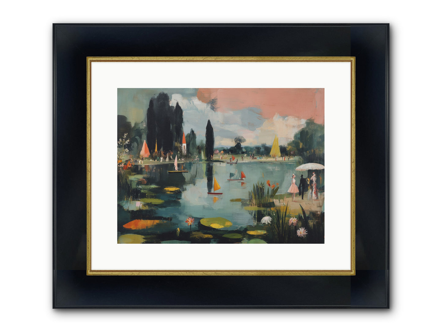 Across Still Waters Framed Print - Wide Black w/Gold 16x12