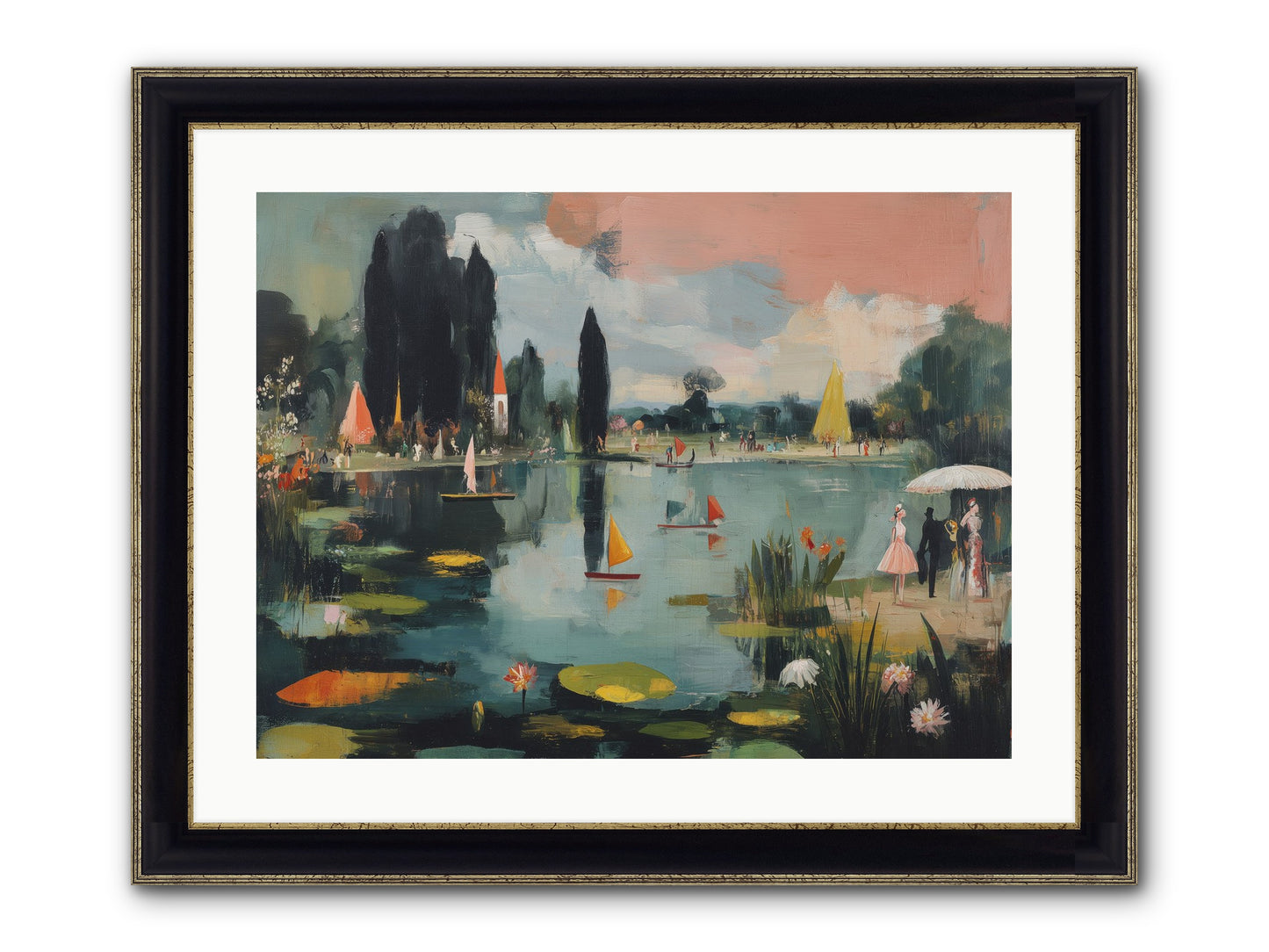 Across Still Waters Framed Print - Black & Gold 24x18