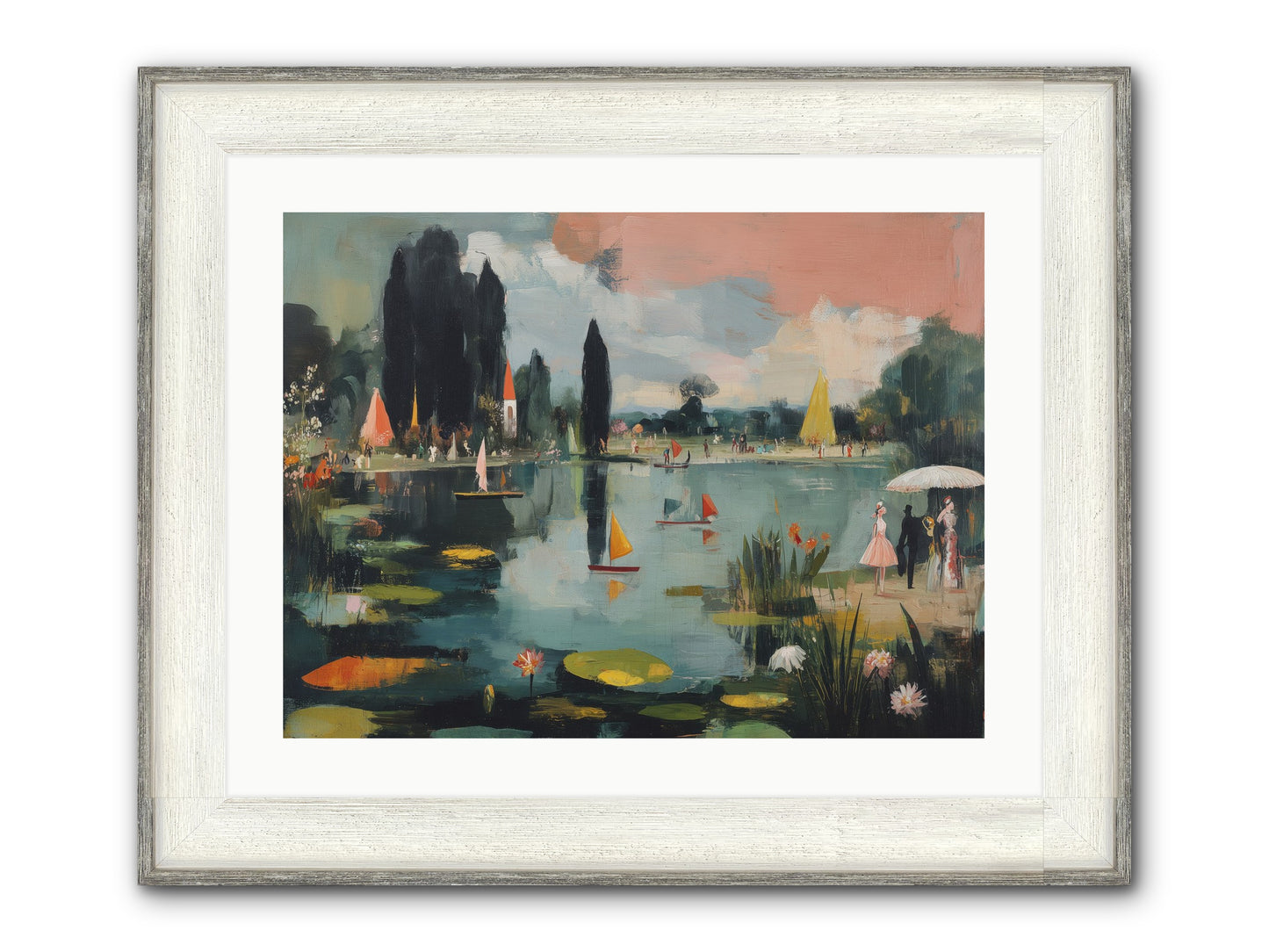 Across Still Waters Framed Print - Driftwood White 24x18