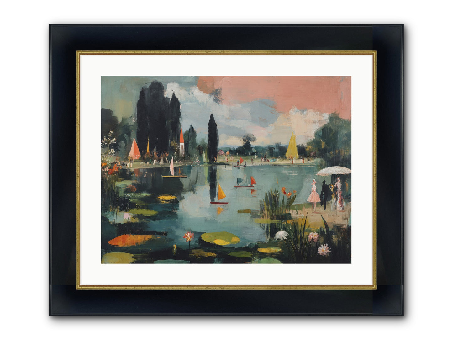 Across Still Waters Framed Print - Wide Black w/Gold 24x18