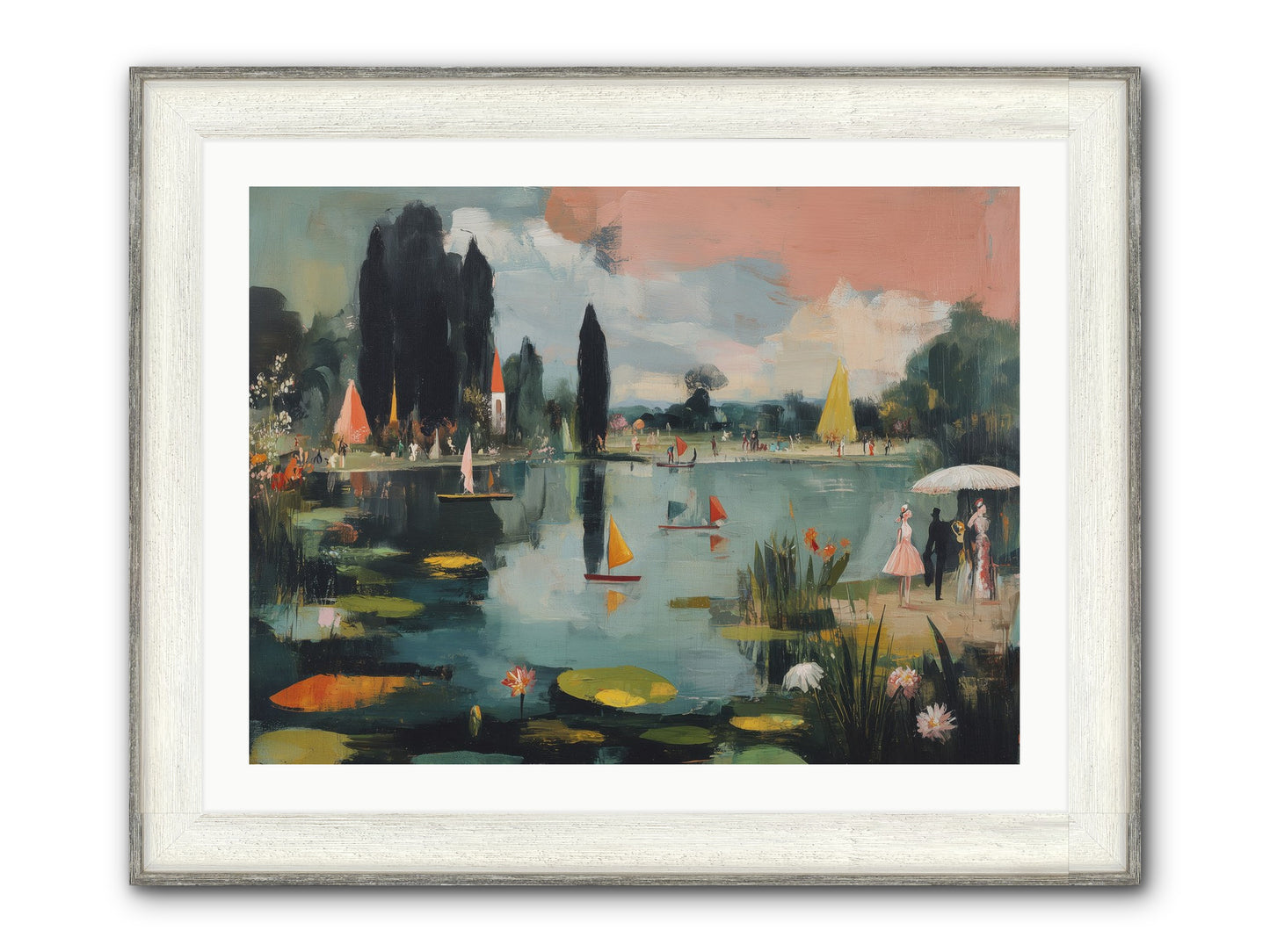 Across Still Waters Framed Print - Driftwood White 32x24