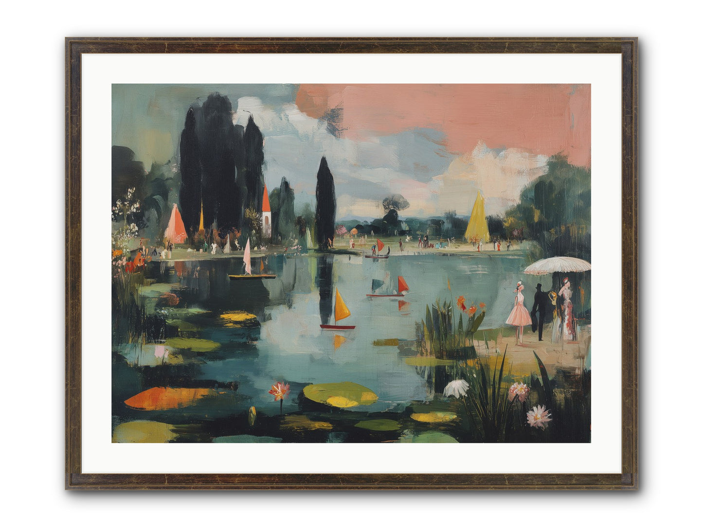 Across Still Waters Framed Print - Slimwoods Black/Gold 32x24