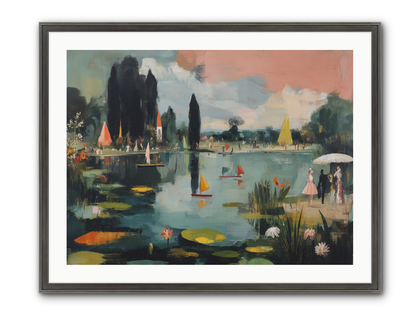Across Still Waters Framed Print - Slimwoods Black/Silver 32x24