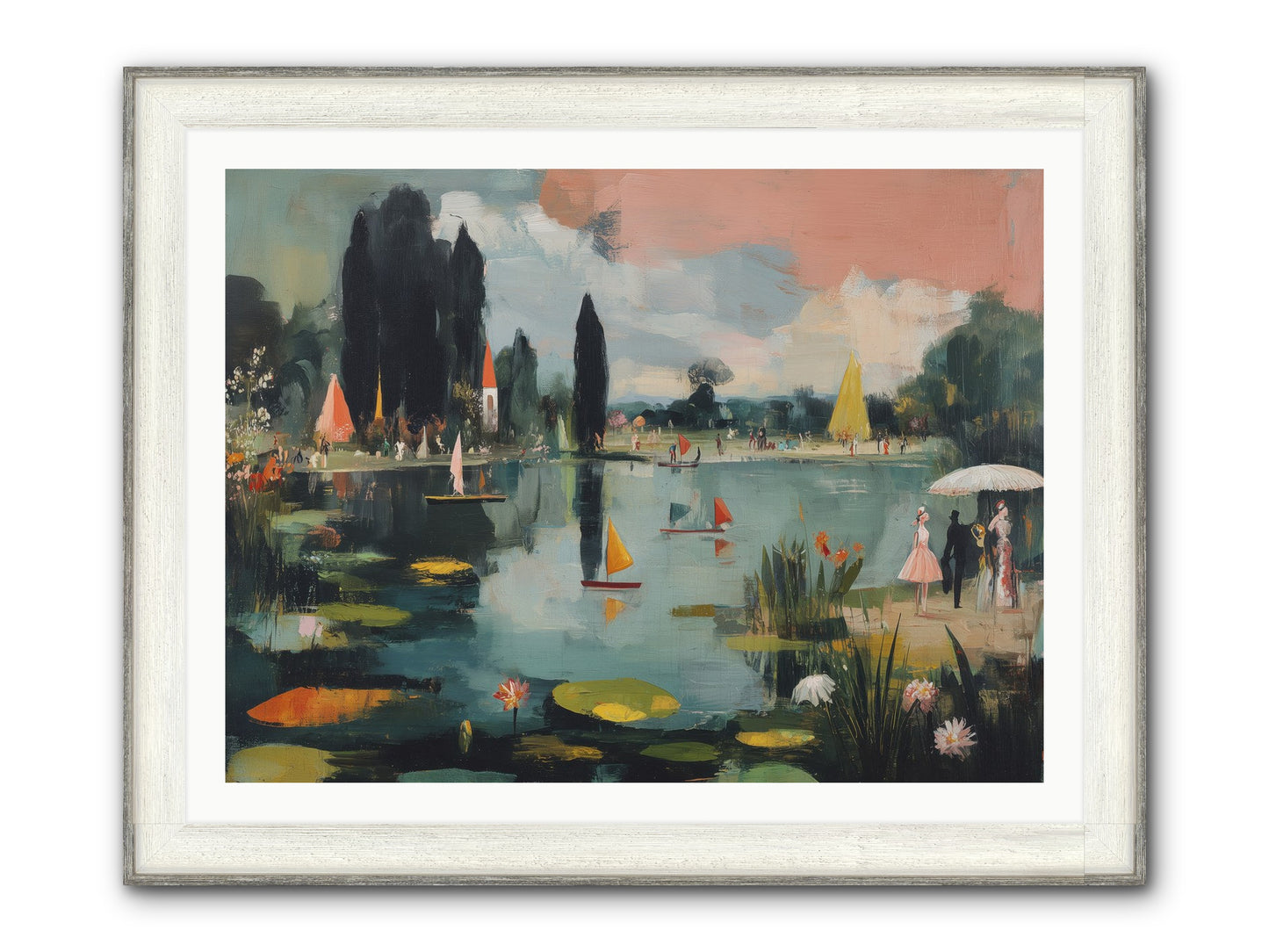 Across Still Waters Framed Print - Driftwood White 40x30