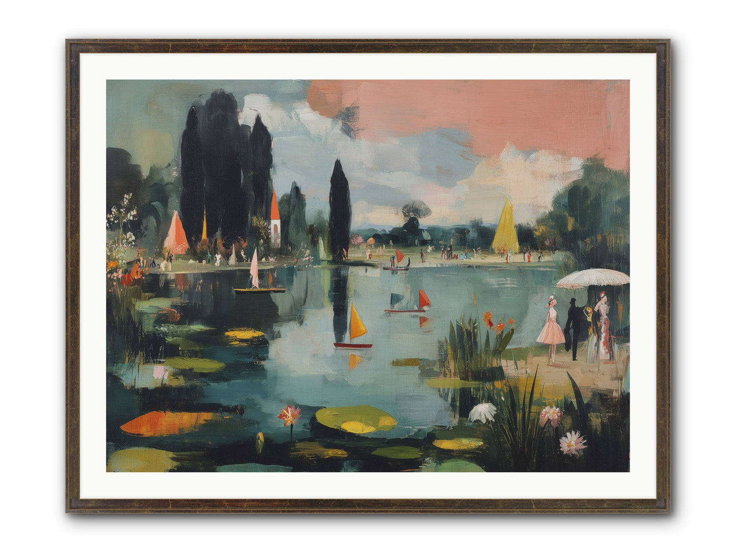 Across Still Waters Framed Print - Slimwoods Black/Gold 40x30