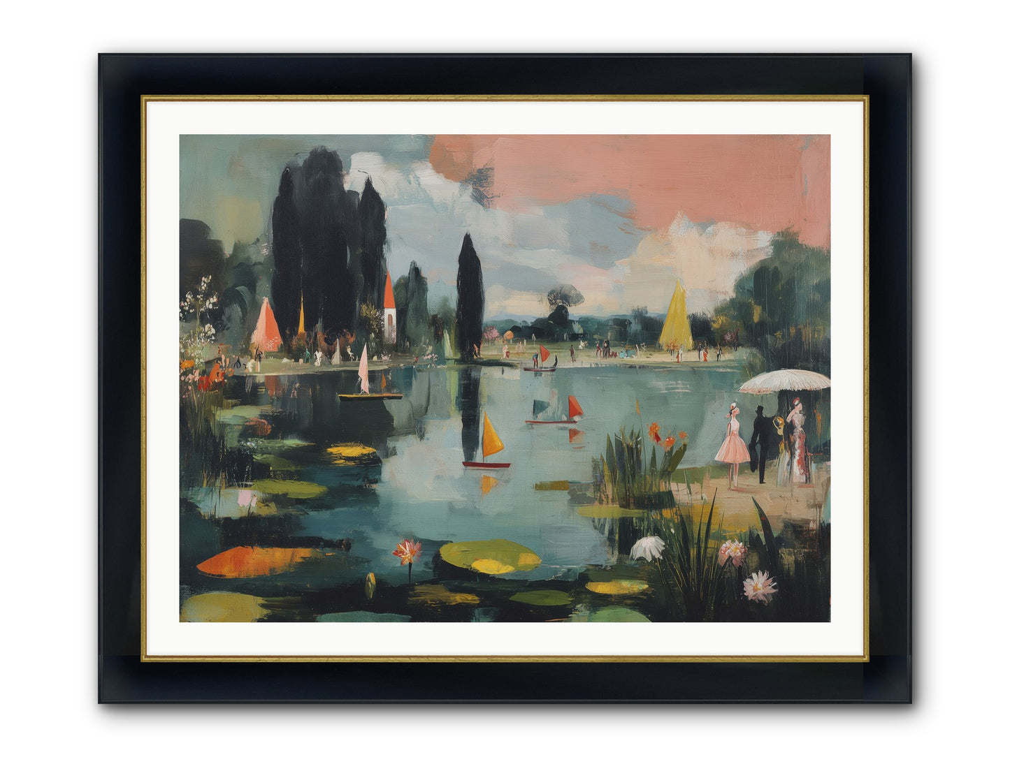 Across Still Waters Framed Print - Wide Black w/Gold 40x30