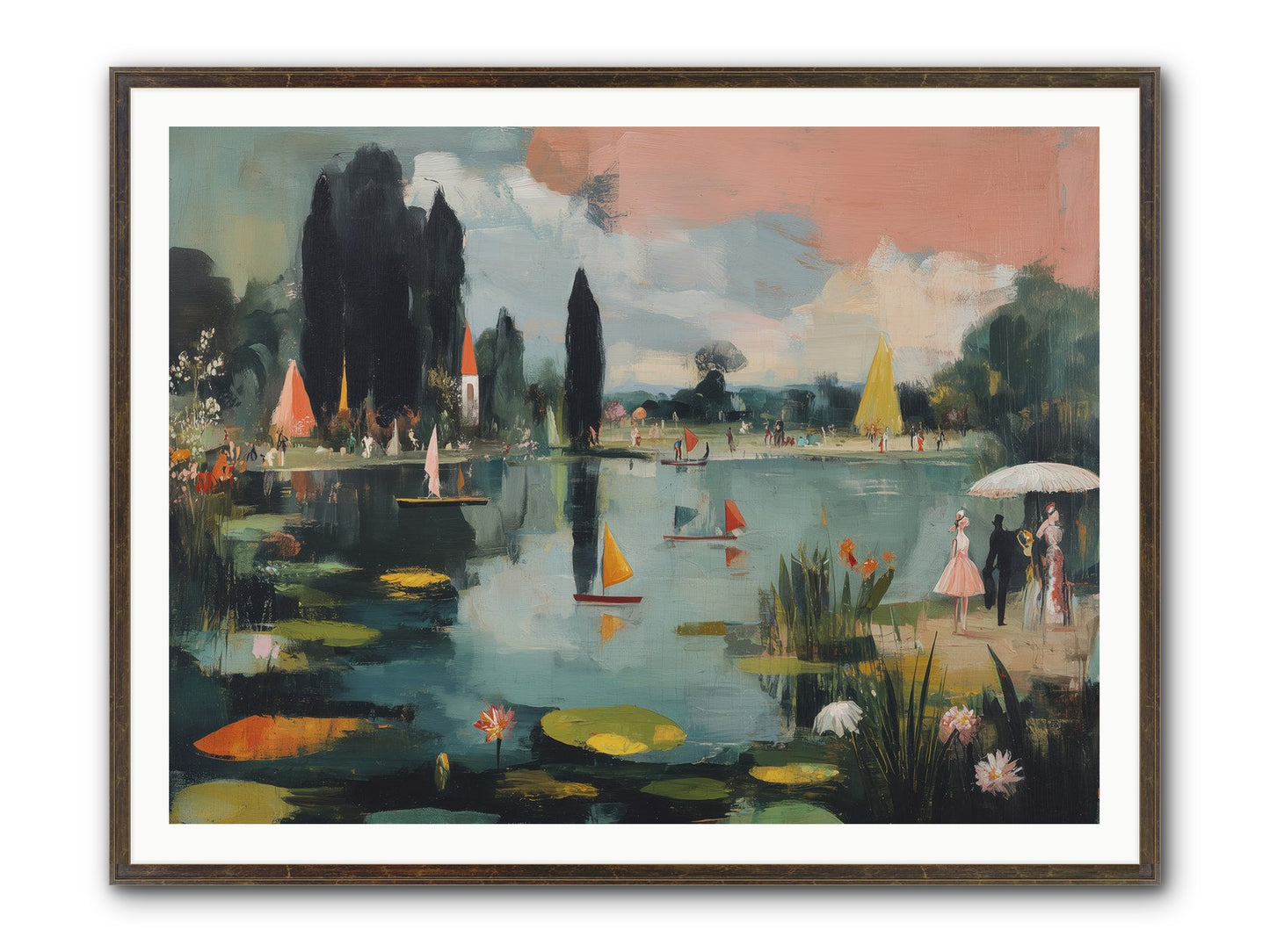 Across Still Waters Framed Print - Slimwoods Black/Gold 48x36