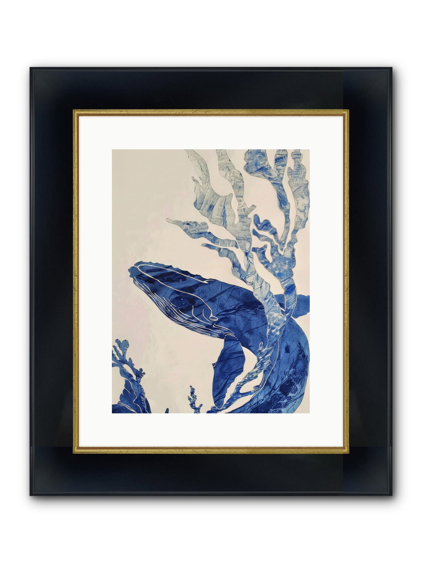 Aegean Echoes Framed Print - Wide Black w/Gold 12x16
