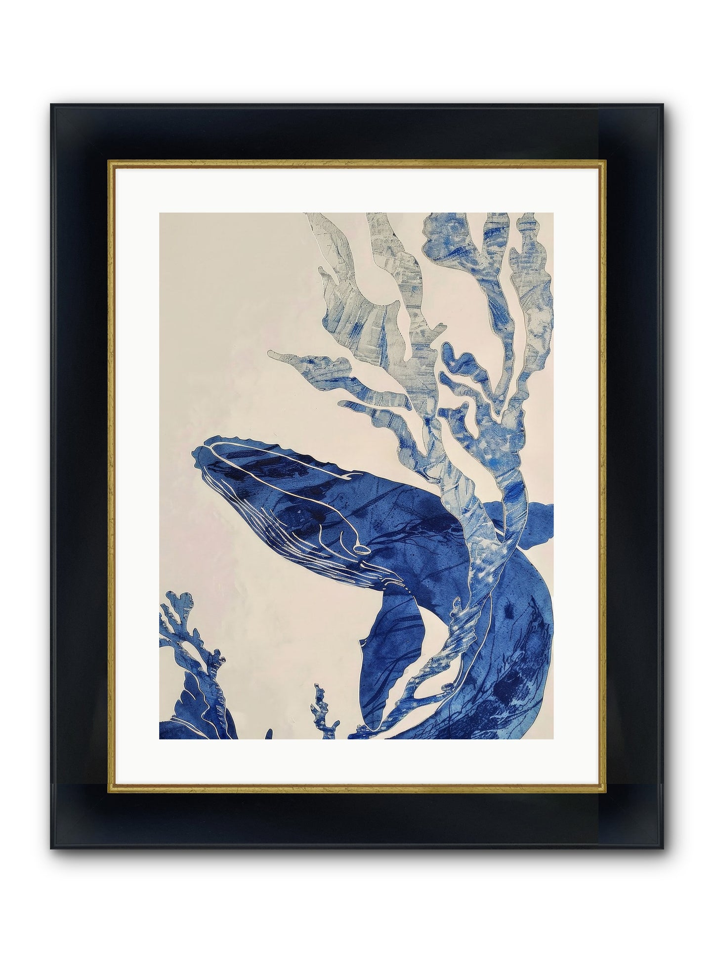 Aegean Echoes Framed Print - Wide Black w/Gold 18x24