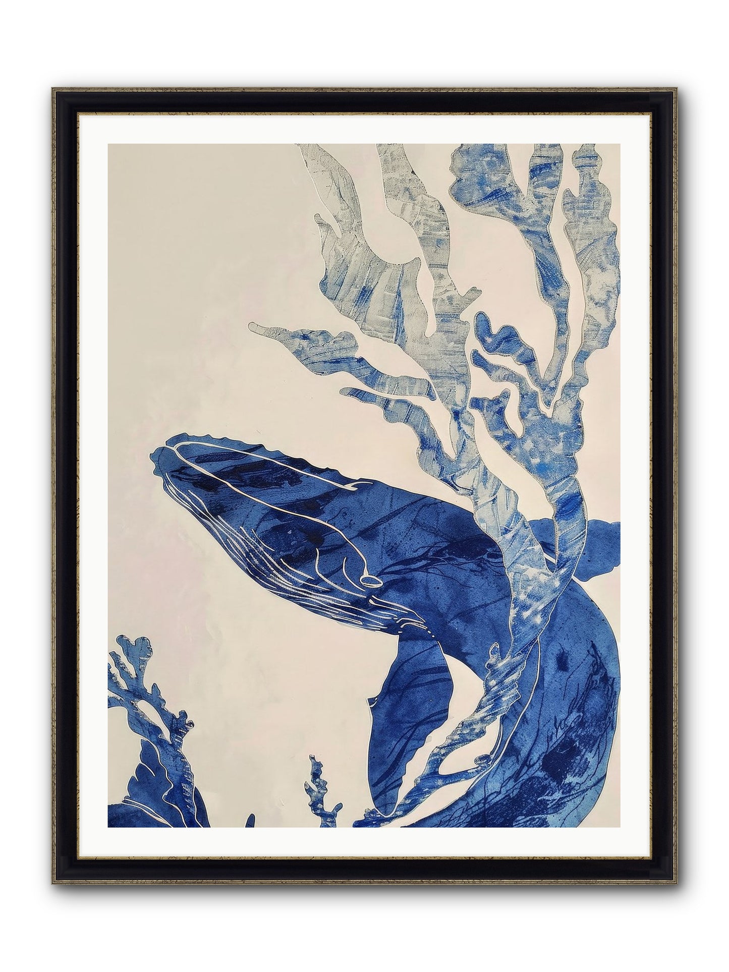 Aegean Echoes Framed Print - Black & Gold 36x48