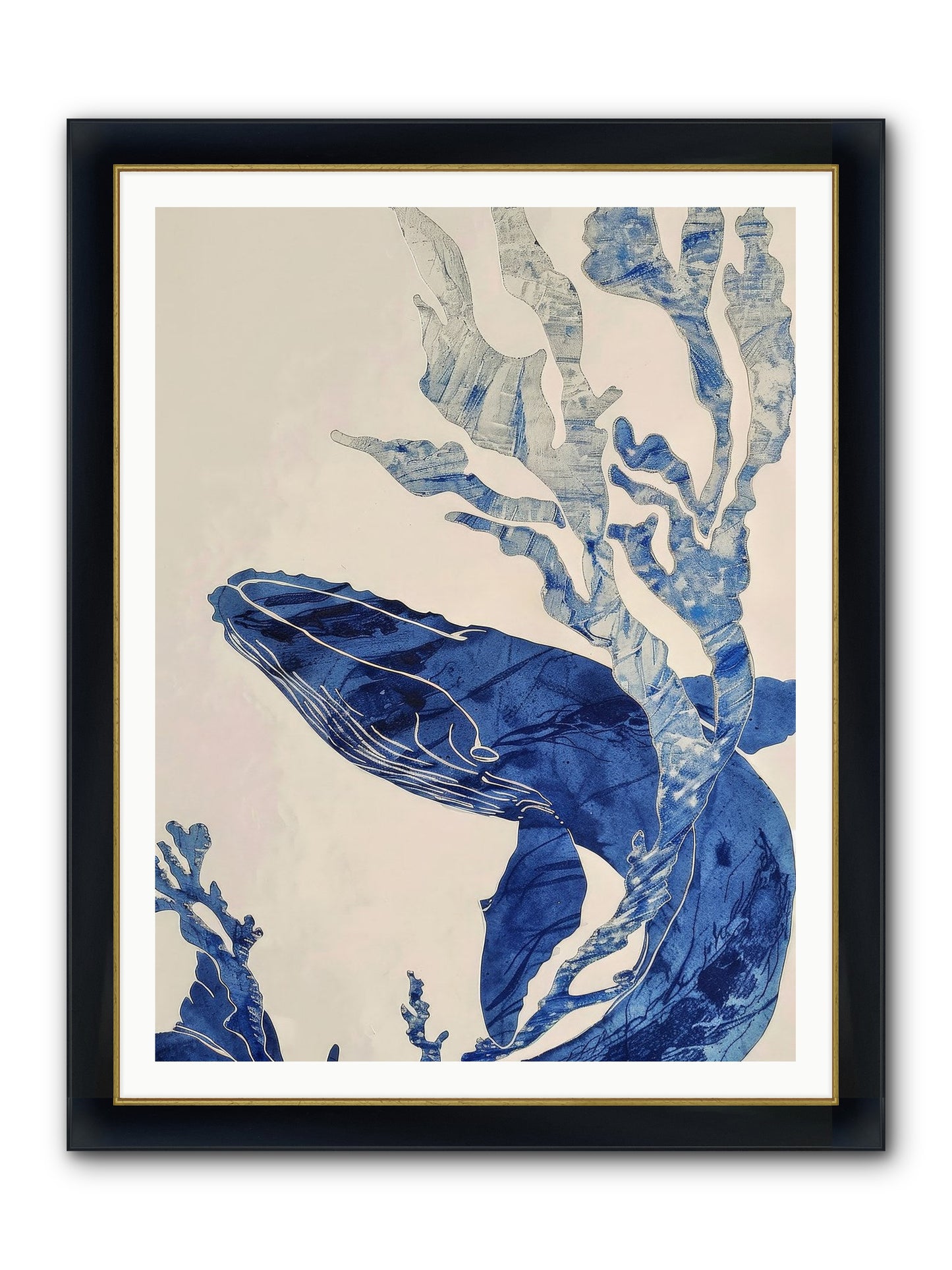 Aegean Echoes Framed Print - Wide Black w/Gold 36x48