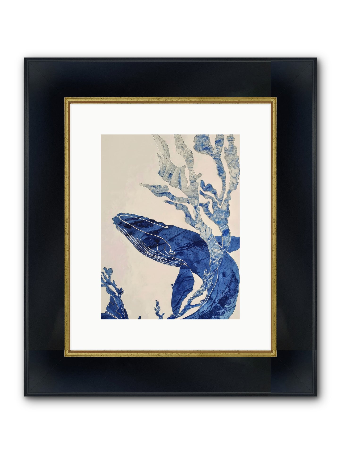 Aegean Echoes Framed Print - Wide Black w/Gold 9x12