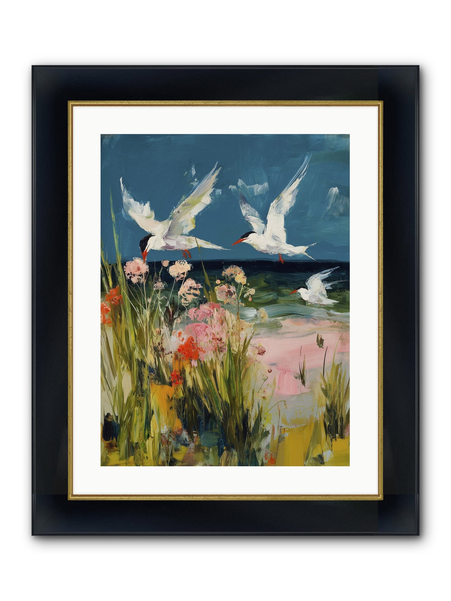 Aerial Poetry Framed Print - Wide Black w/Gold 18x24
