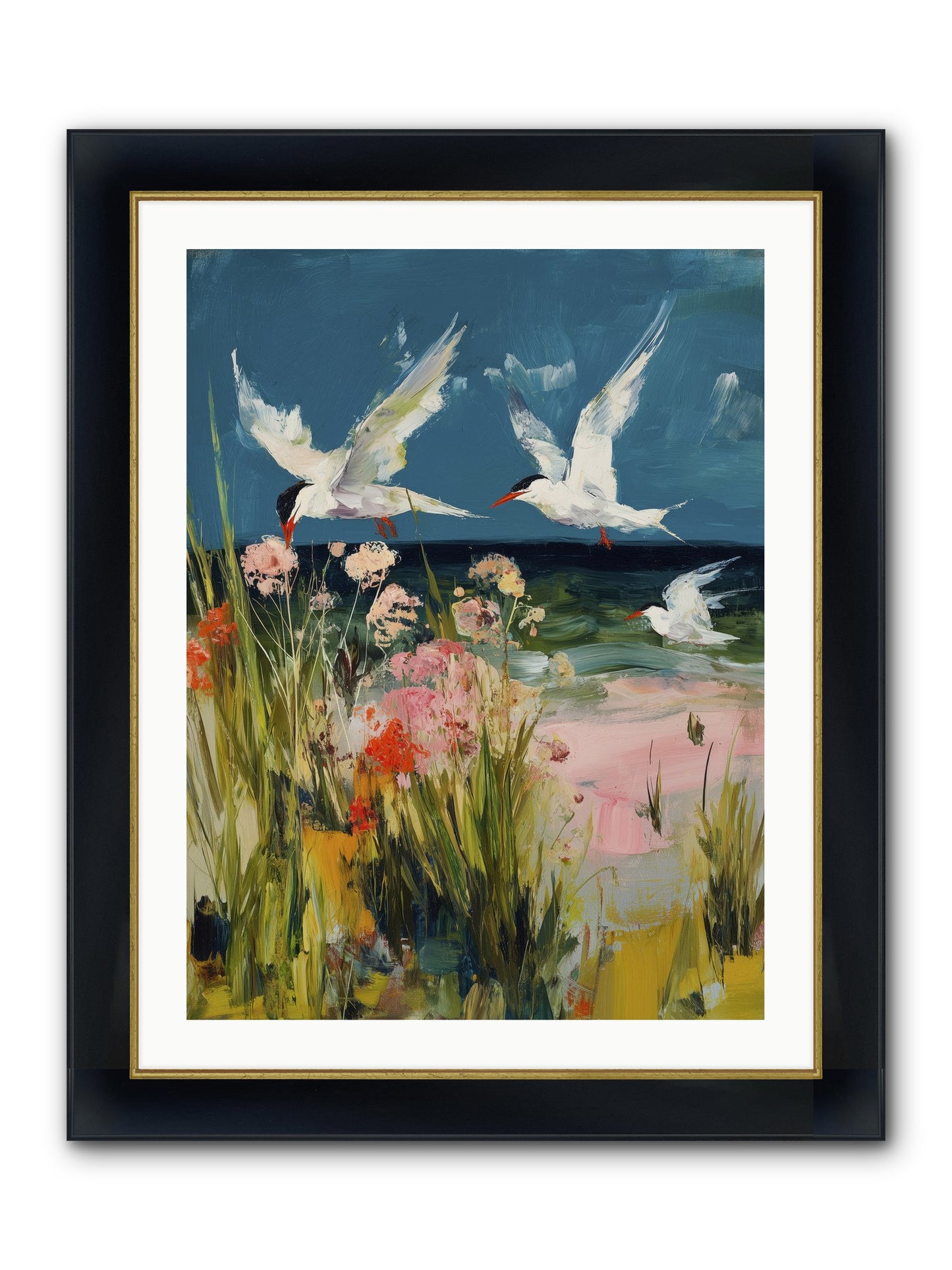 Aerial Poetry Framed Print - Wide Black w/Gold 24x32
