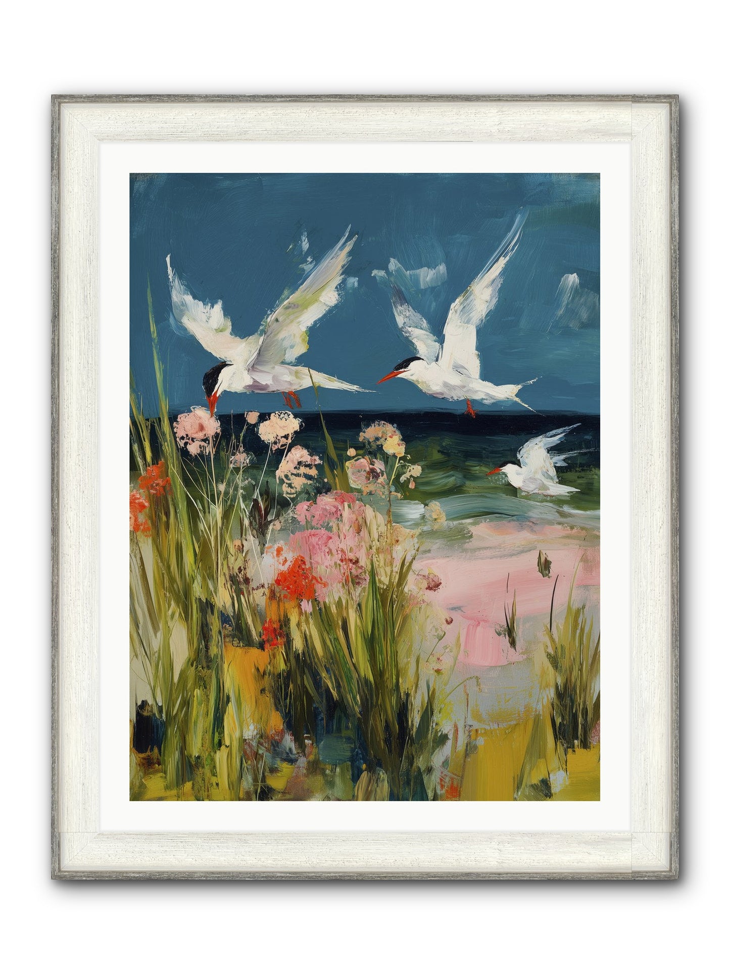 Aerial Poetry Framed Print - Driftwood White 30x40