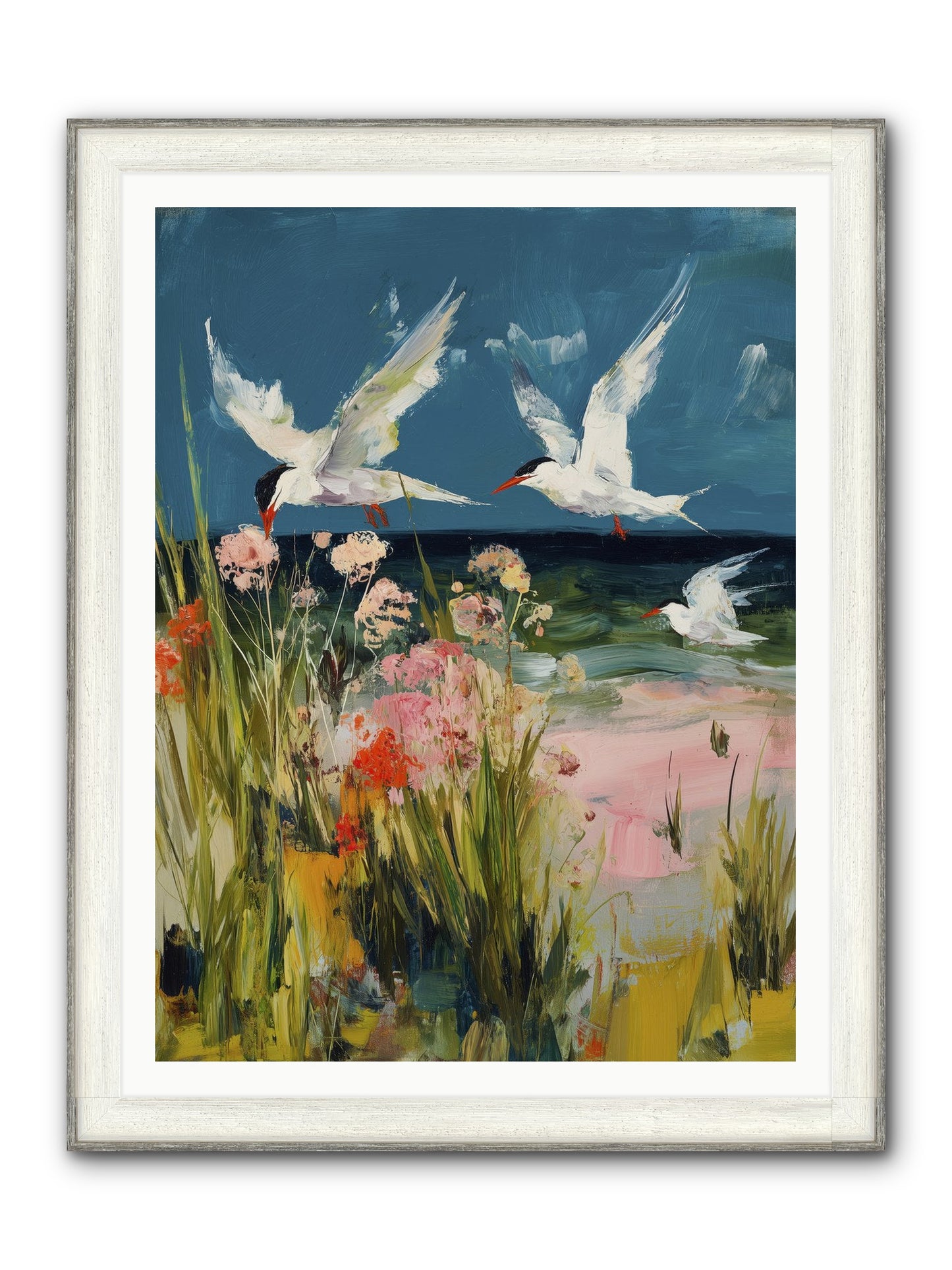 Aerial Poetry Framed Print - Driftwood White 36x48
