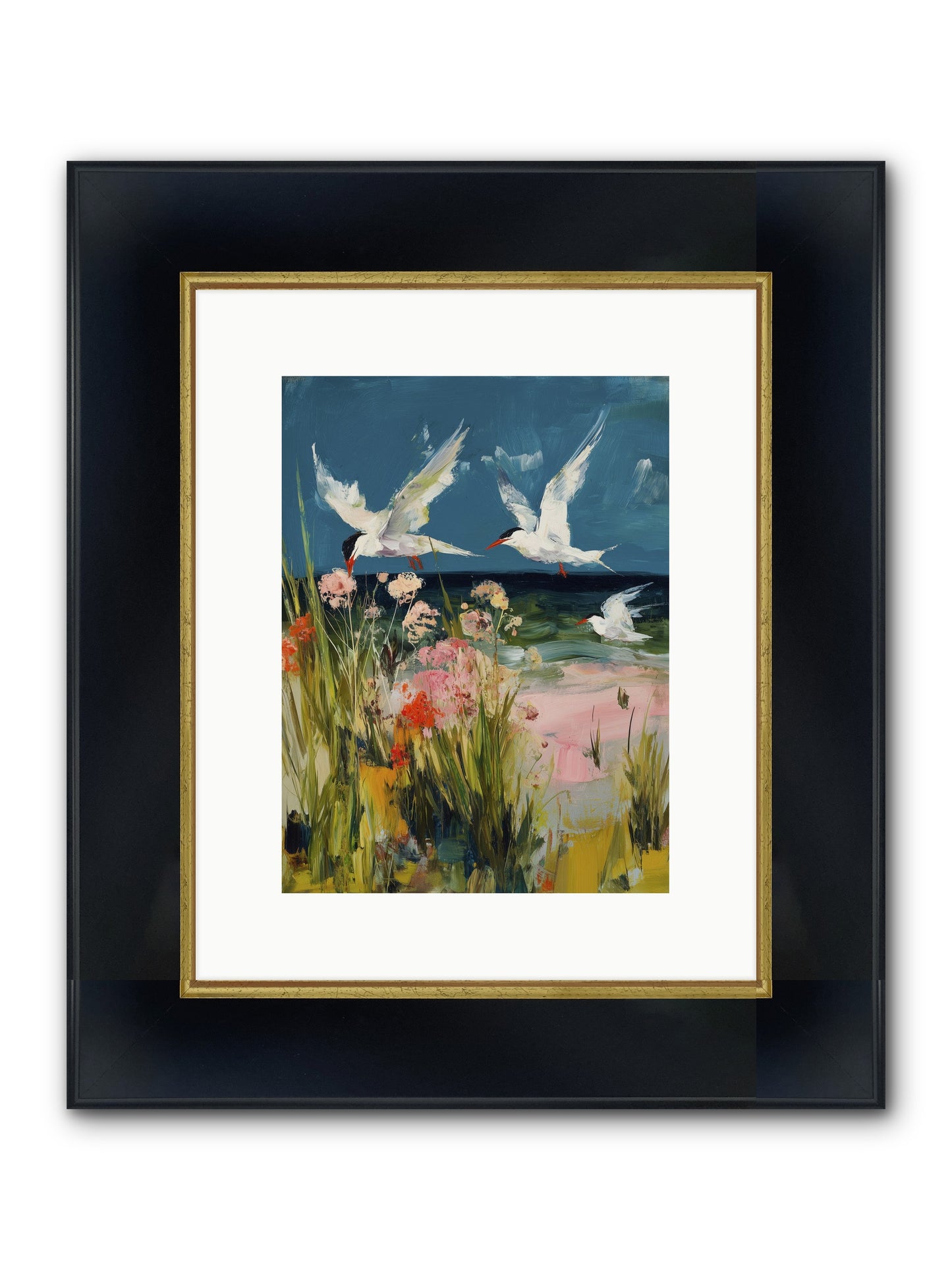 Aerial Poetry Framed Print - Wide Black w/Gold 9x12