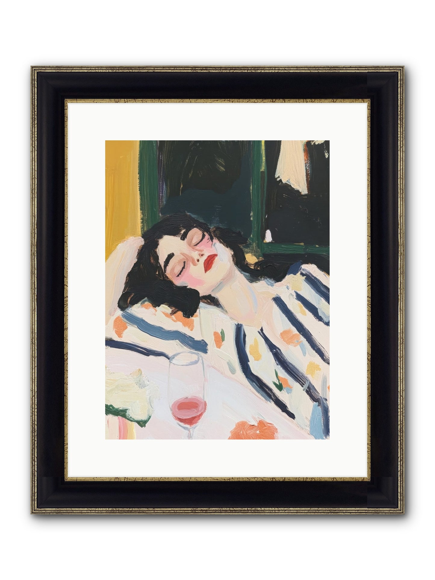 Aesthetic Grace Framed Print - Black & Gold 12x16