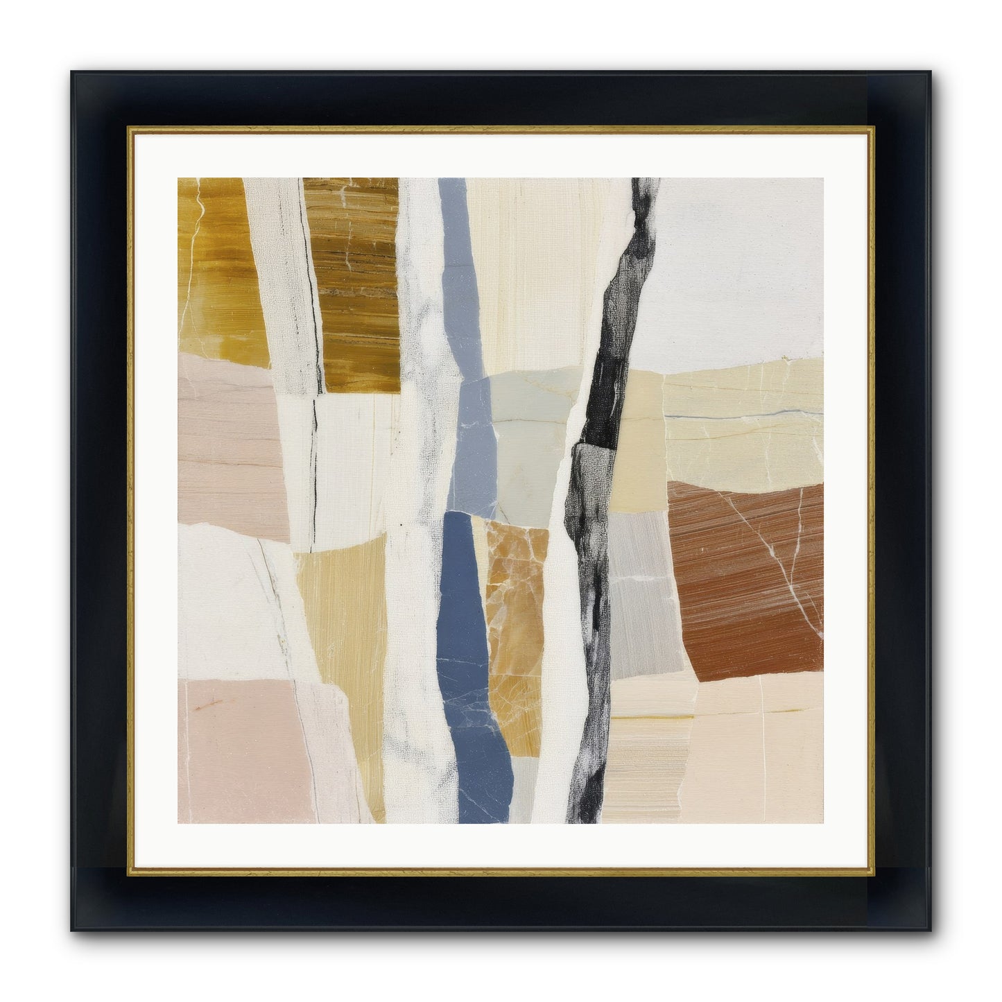 Aether No.2 Framed Print - Wide Black w/Gold 30x30