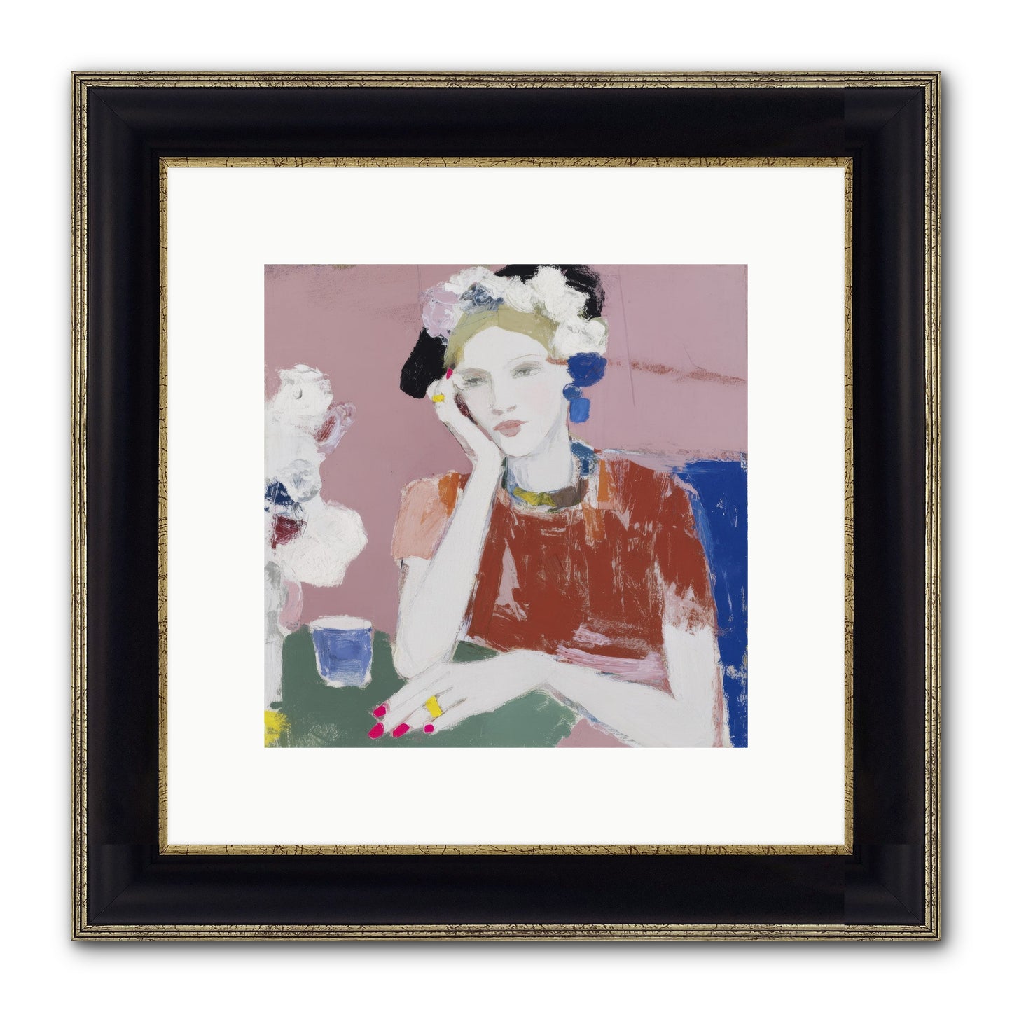 Afternoon At The Club Framed Print - Black & Gold 10x10
