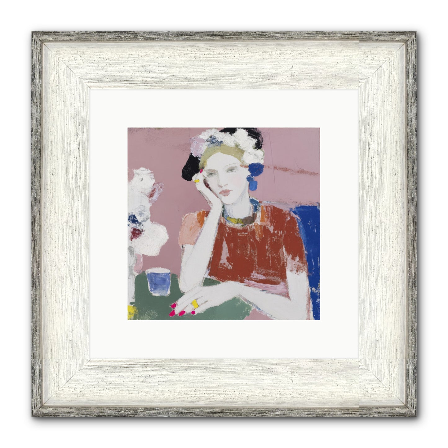 Afternoon At The Club Framed Print - Driftwood White 10x10
