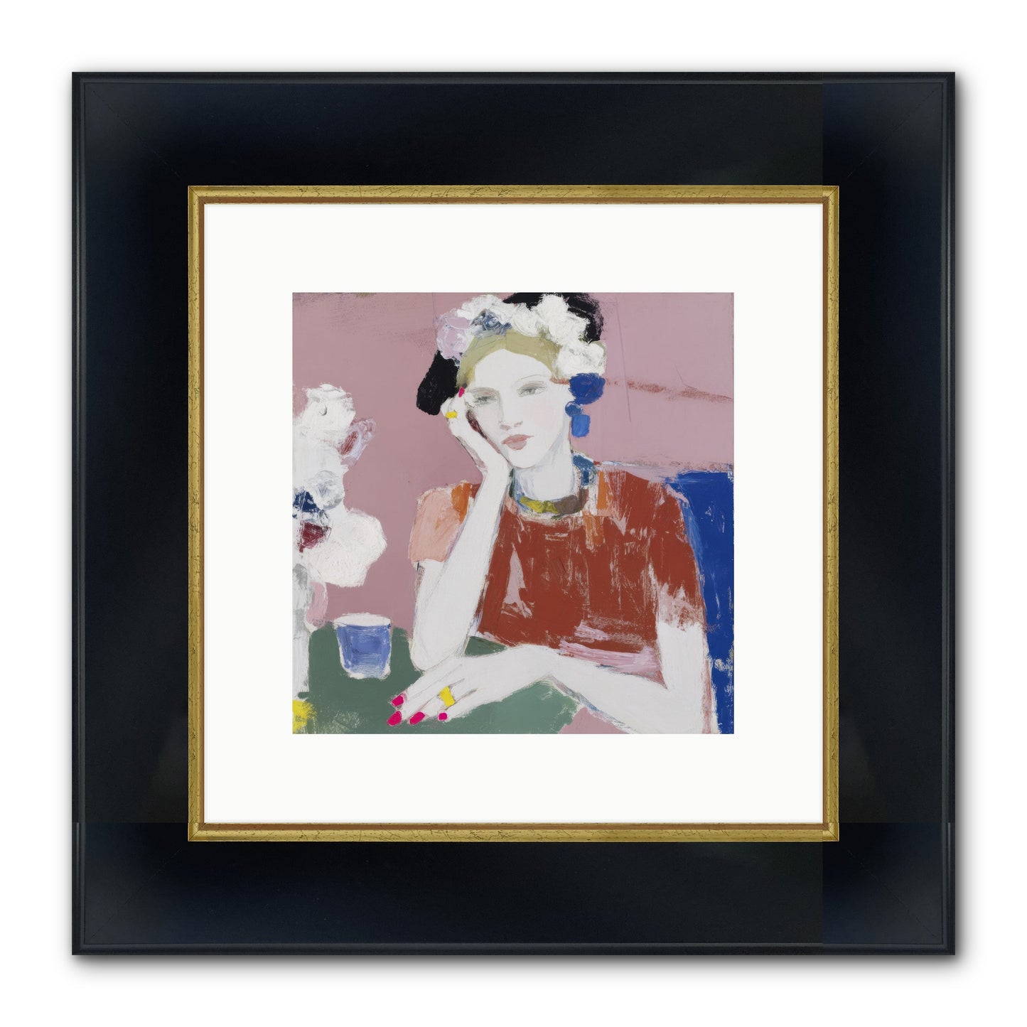 Afternoon At The Club Framed Print - Wide Black w/Gold 10x10