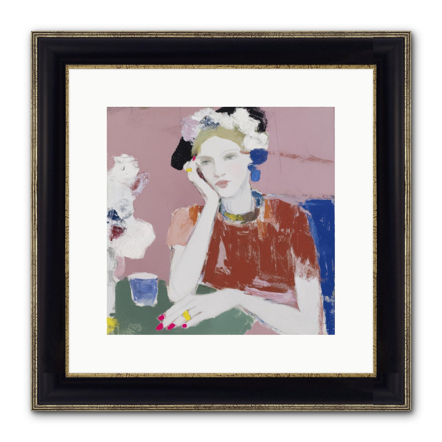 Afternoon At The Club Framed Print - Black & Gold 12x12