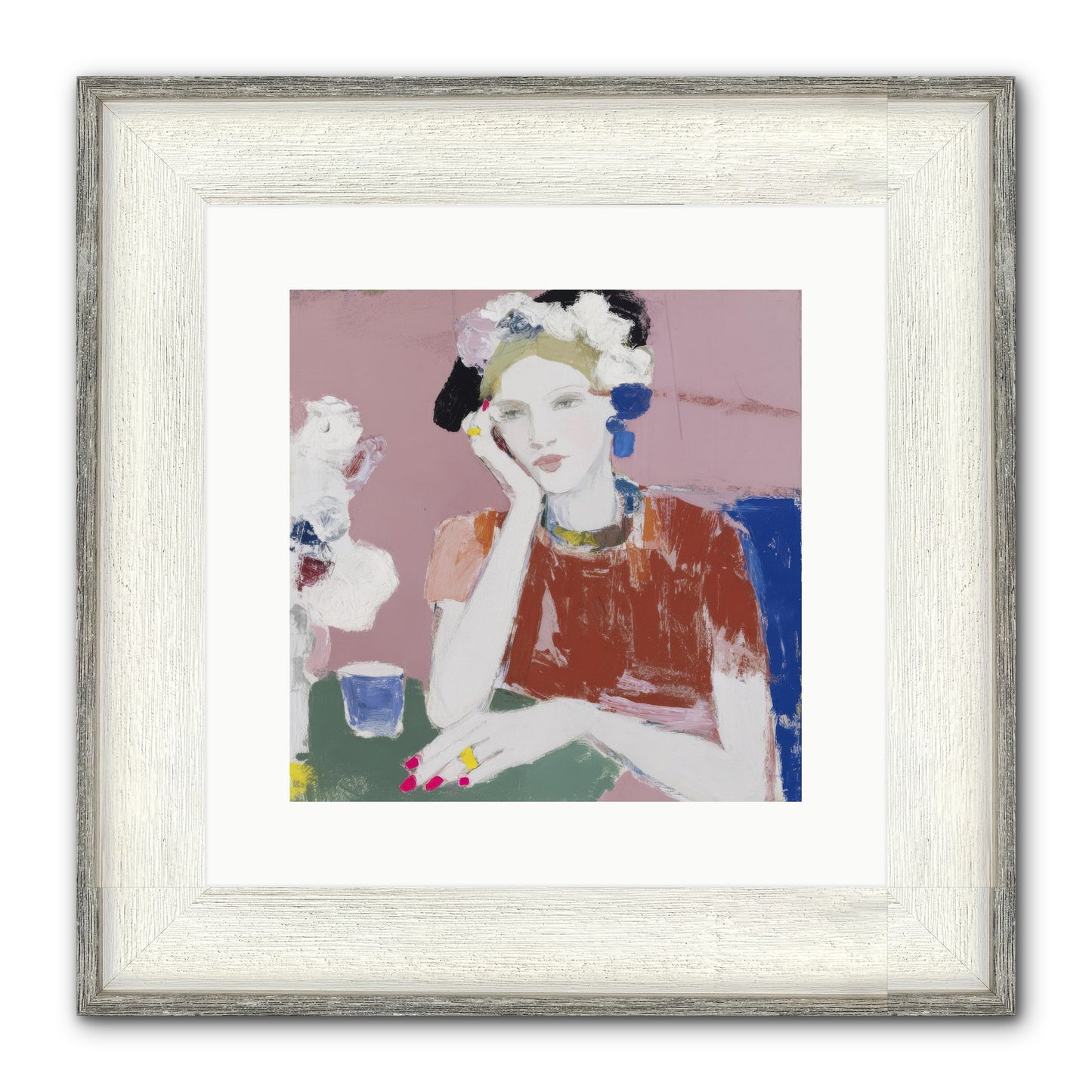 Afternoon At The Club Framed Print - Driftwood White 12x12