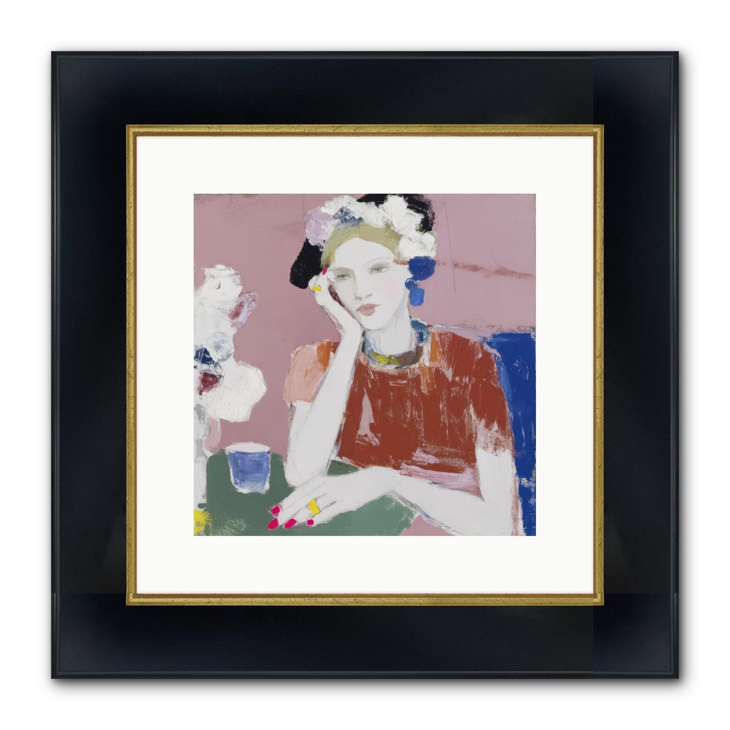 Afternoon At The Club Framed Print - Wide Black w/Gold 12x12