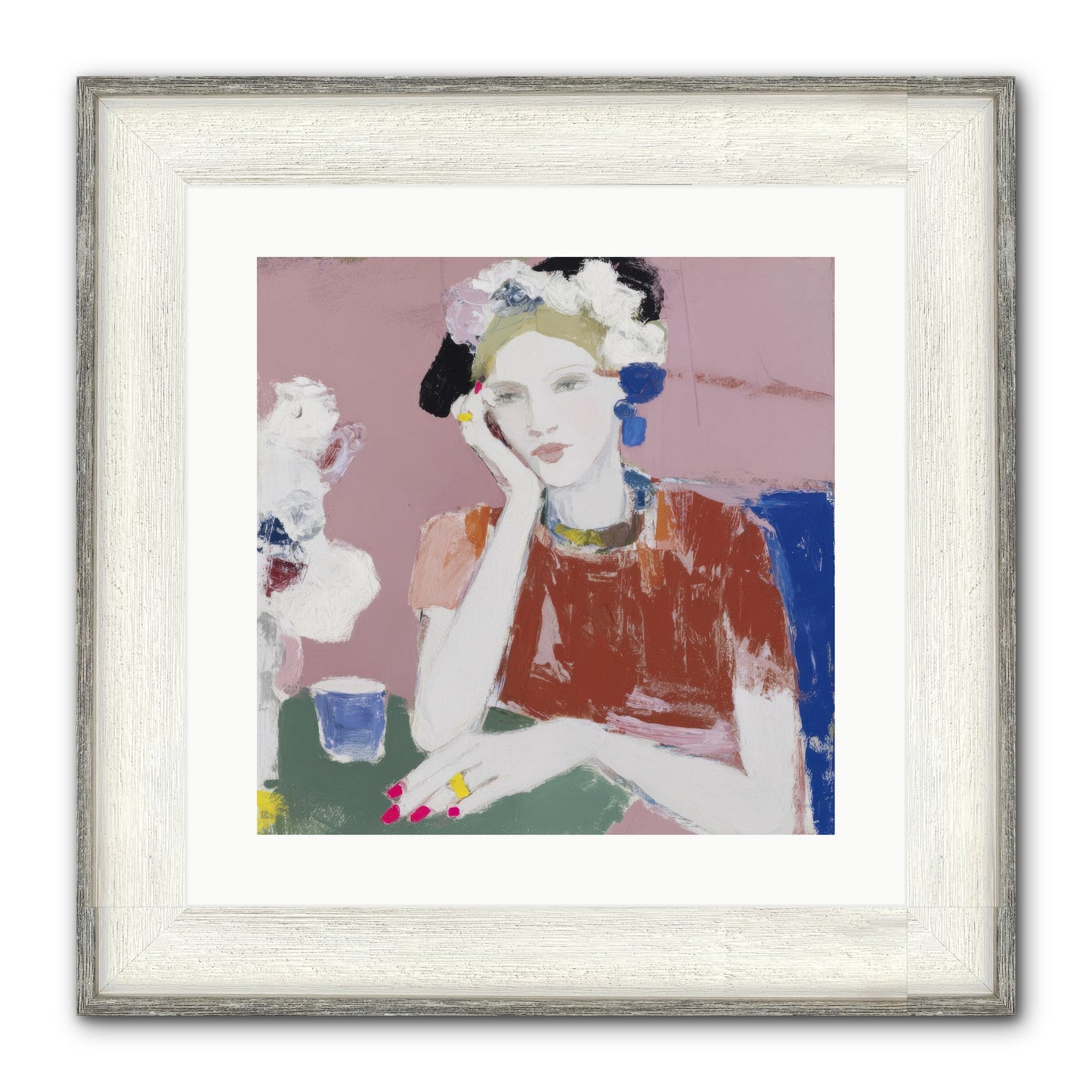 Afternoon At The Club Framed Print - Driftwood White 16x16