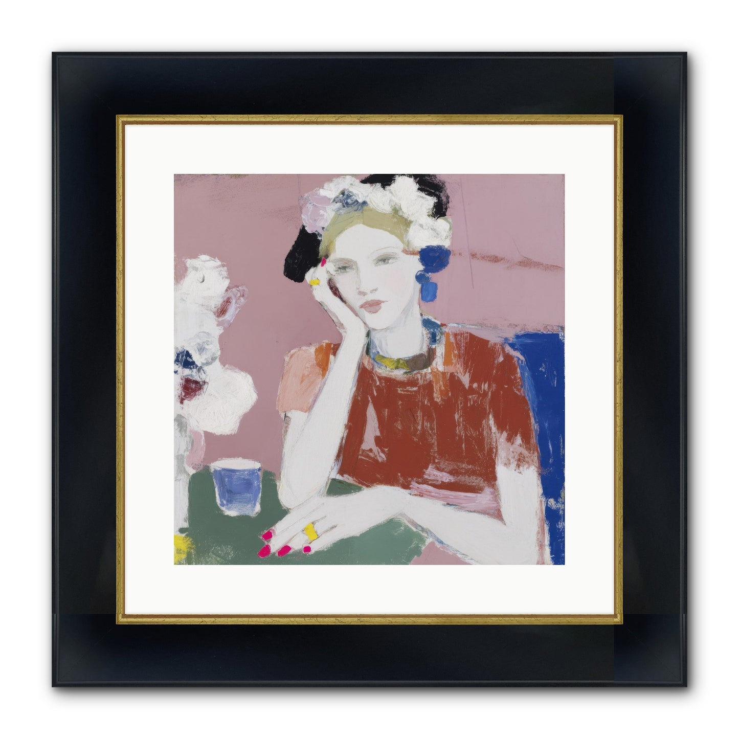 Afternoon At The Club Framed Print - Wide Black w/Gold 16x16