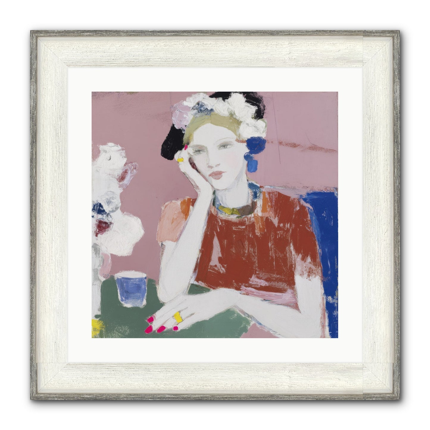 Afternoon At The Club Framed Print - Driftwood White 20x20