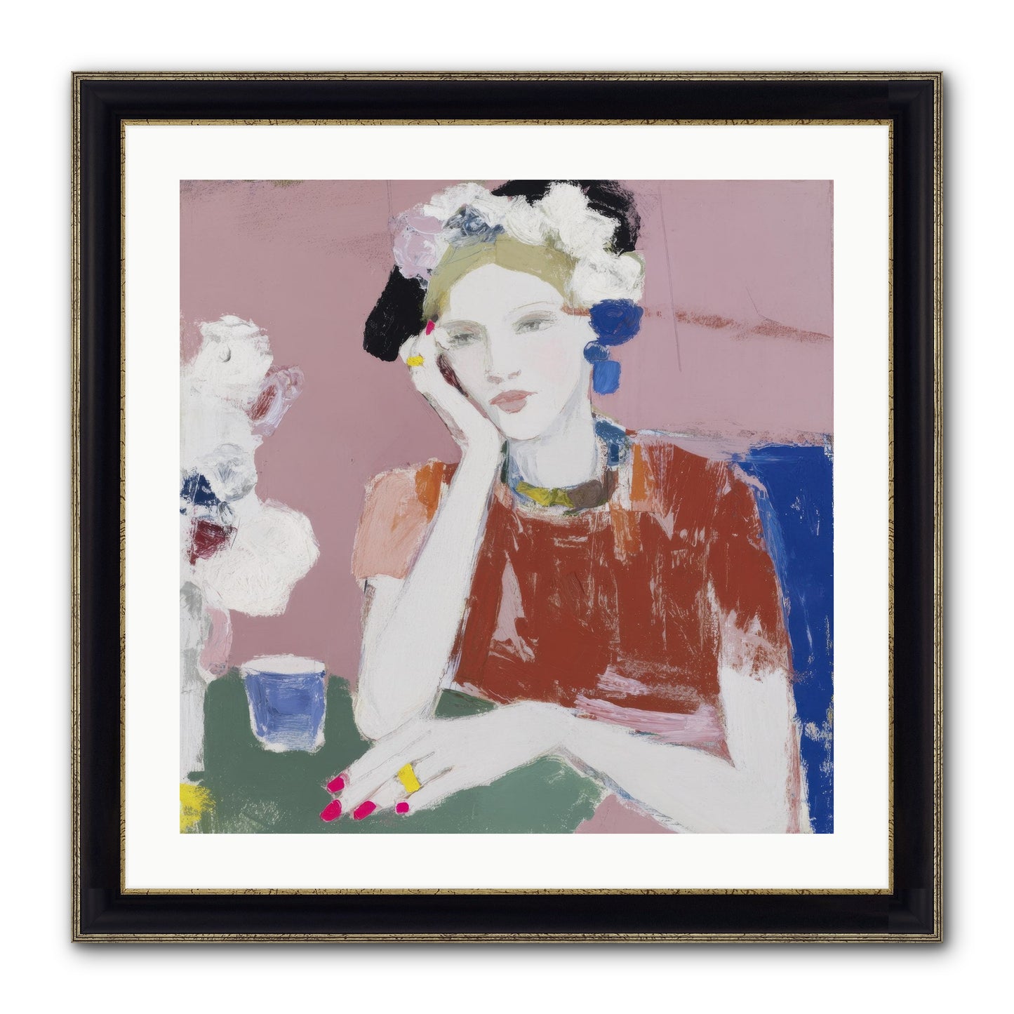 Afternoon At The Club Framed Print - Black & Gold 24x24
