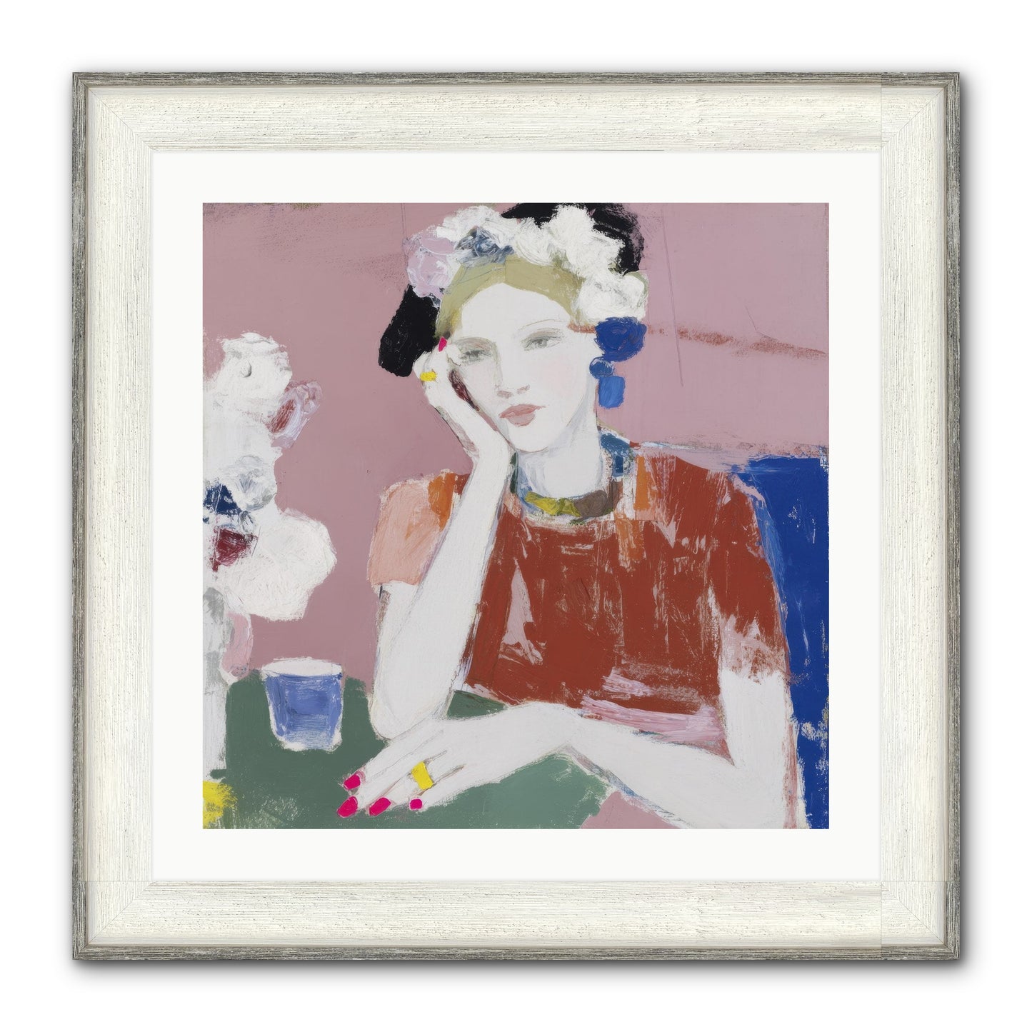 Afternoon At The Club Framed Print - Driftwood White 24x24