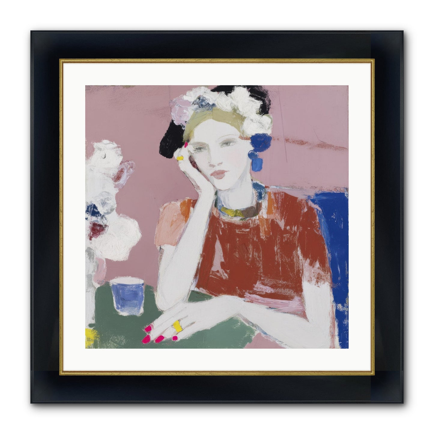 Afternoon At The Club Framed Print - Wide Black w/Gold 24x24
