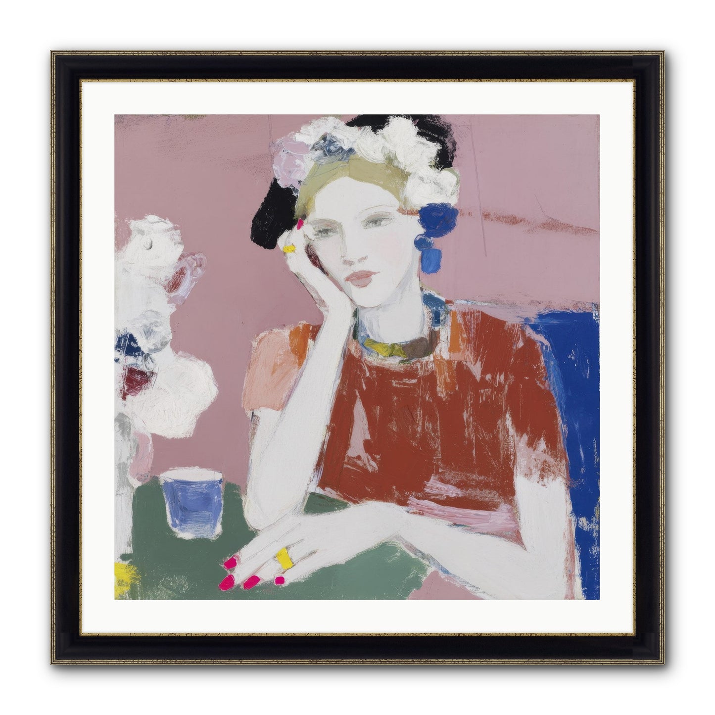 Afternoon At The Club Framed Print - Black & Gold 30x30