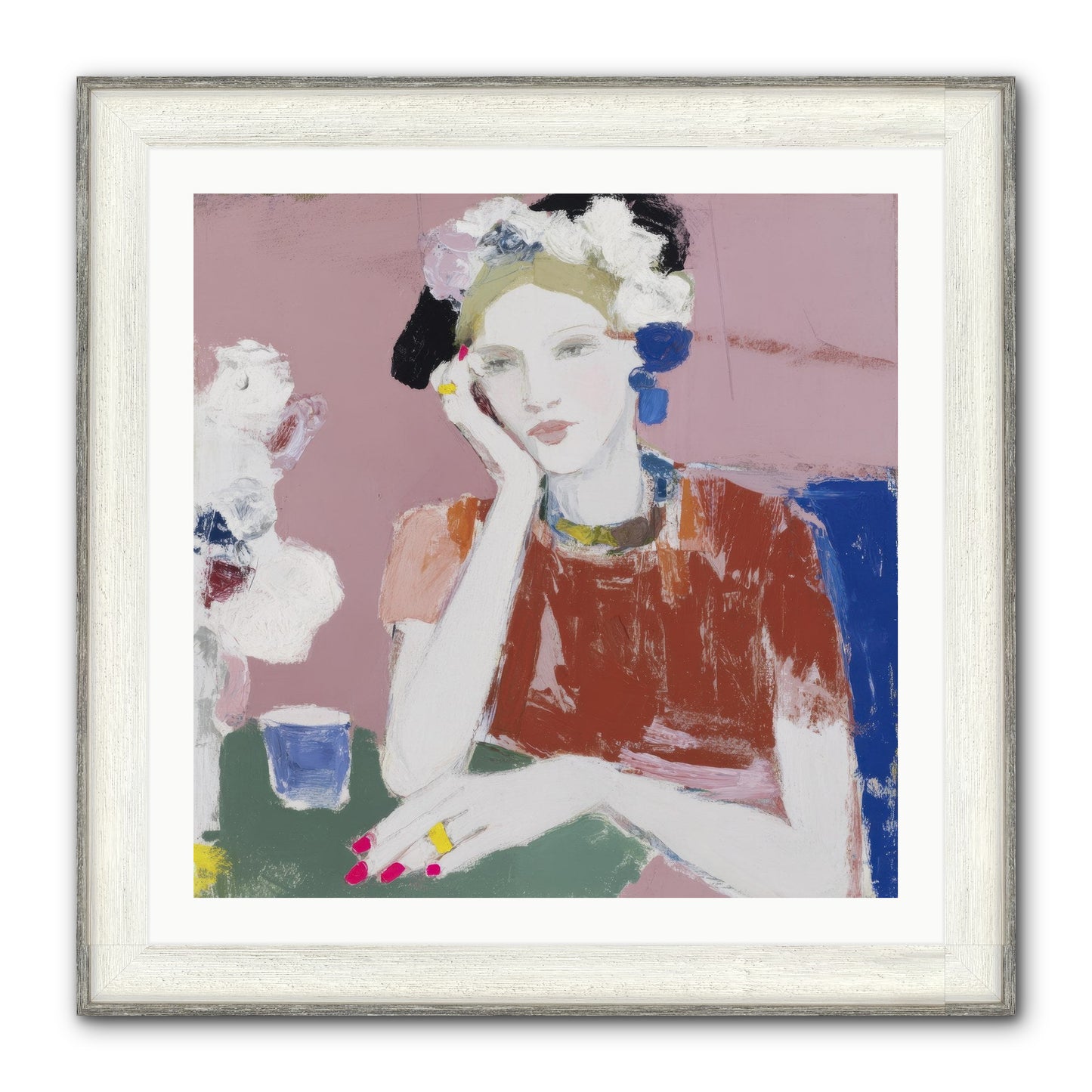 Afternoon At The Club Framed Print - Driftwood White 30x30