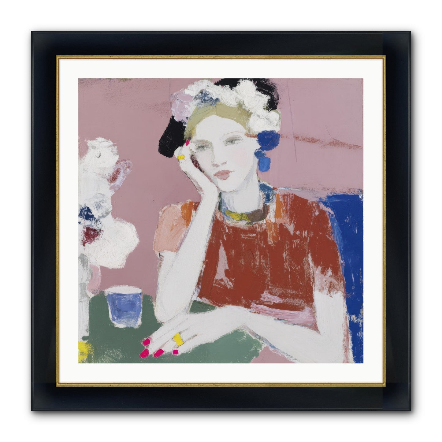 Afternoon At The Club Framed Print - Wide Black w/Gold 30x30