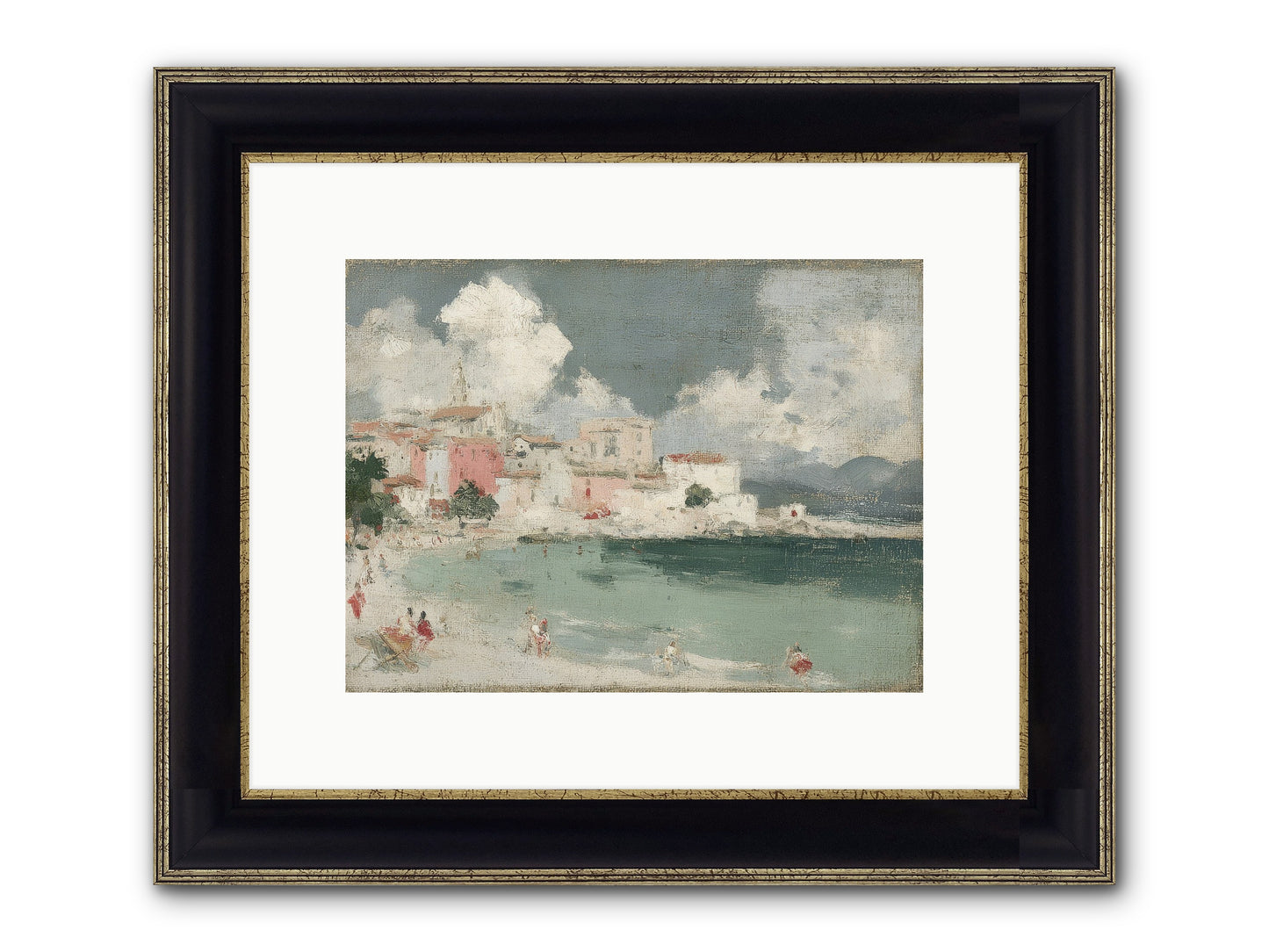 Afternoon By The Water Framed Print - Black & Gold 12x9