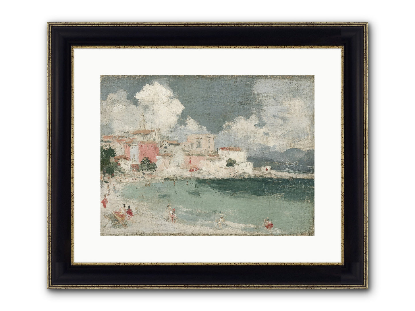 Afternoon By The Water Framed Print - Black & Gold 16x12