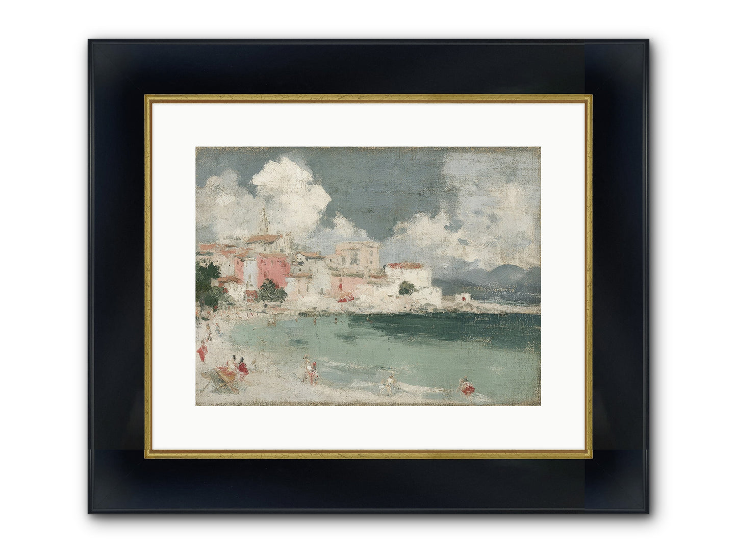 Afternoon By The Water Framed Print - Wide Black w/Gold 16x12