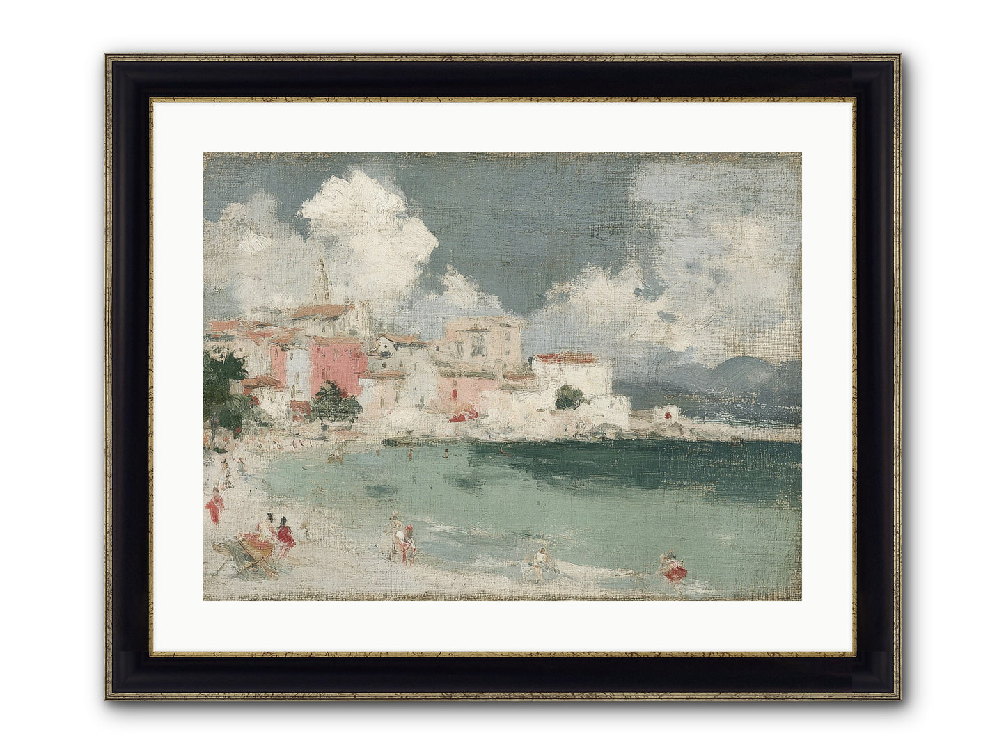 Afternoon By The Water Framed Print - Black & Gold 24x18
