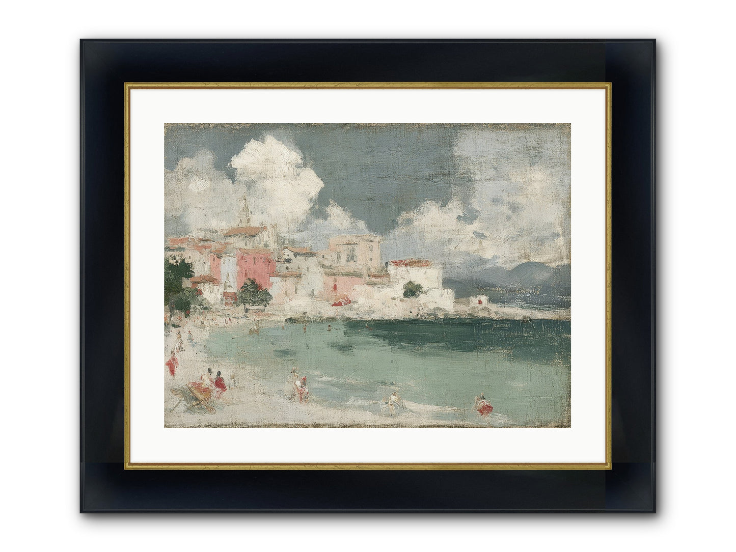 Afternoon By The Water Framed Print - Wide Black w/Gold 24x18