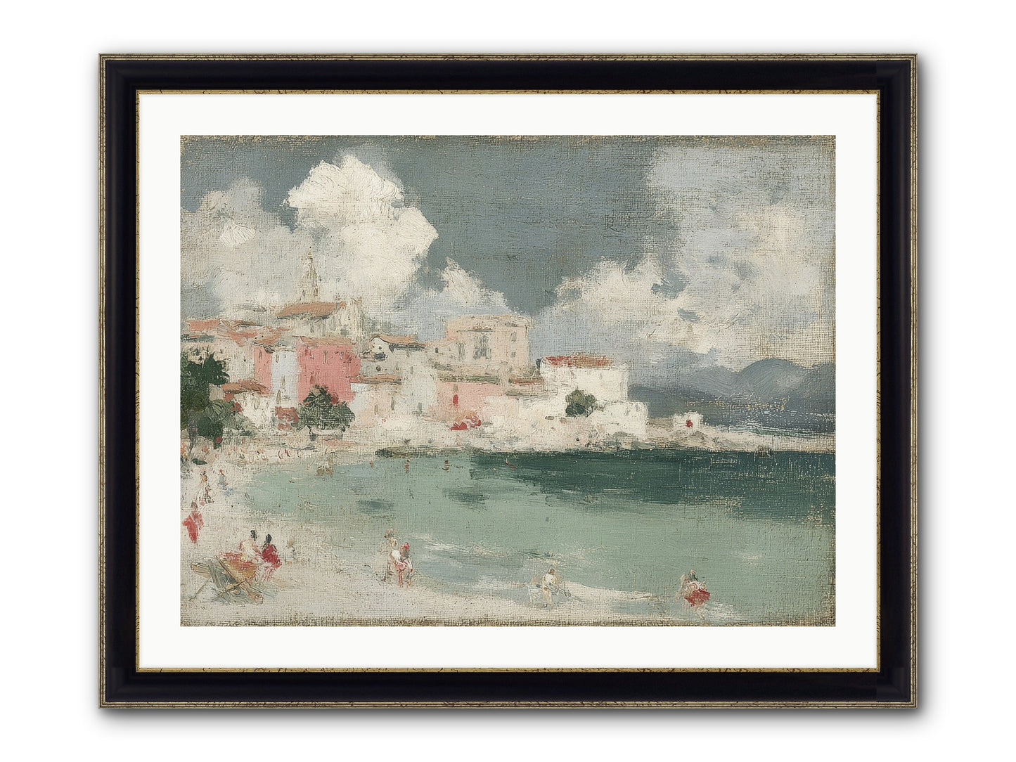 Afternoon By The Water Framed Print - Black & Gold 32x24