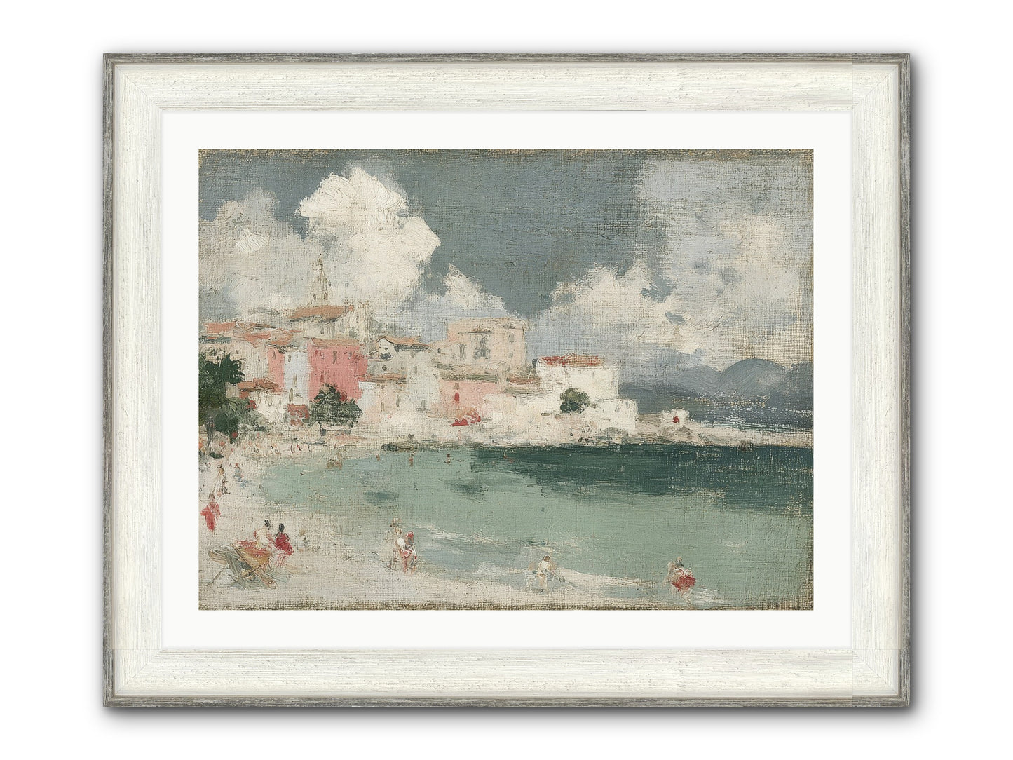 Afternoon By The Water Framed Print - Driftwood White 32x24