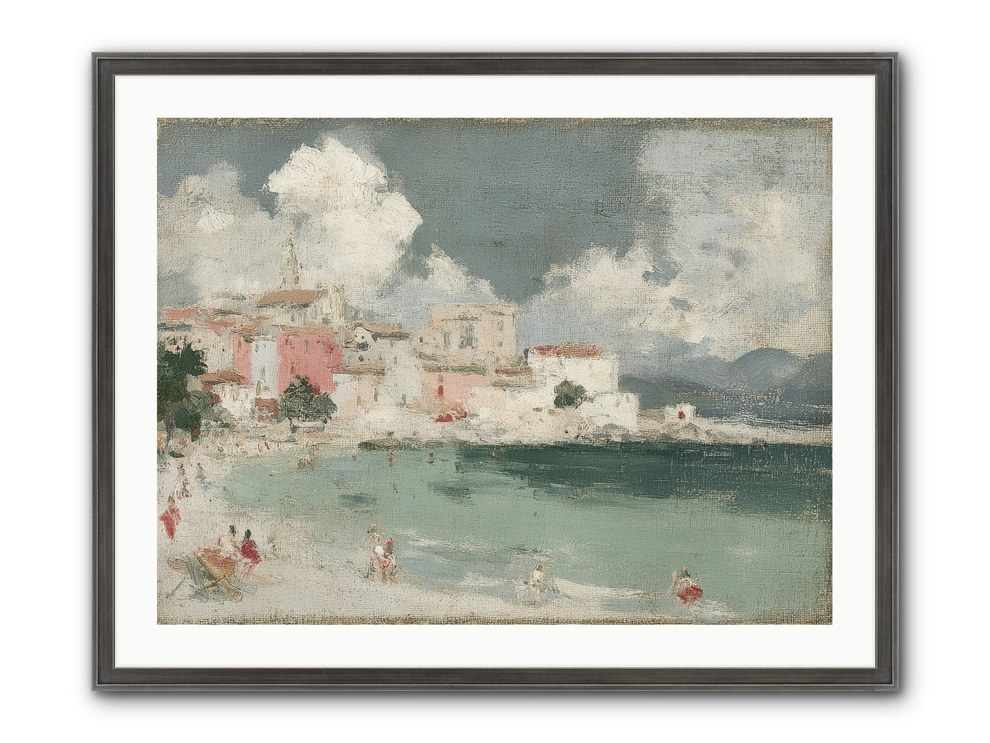 Afternoon By The Water Framed Print - Slimwoods Black/Silver 32x24
