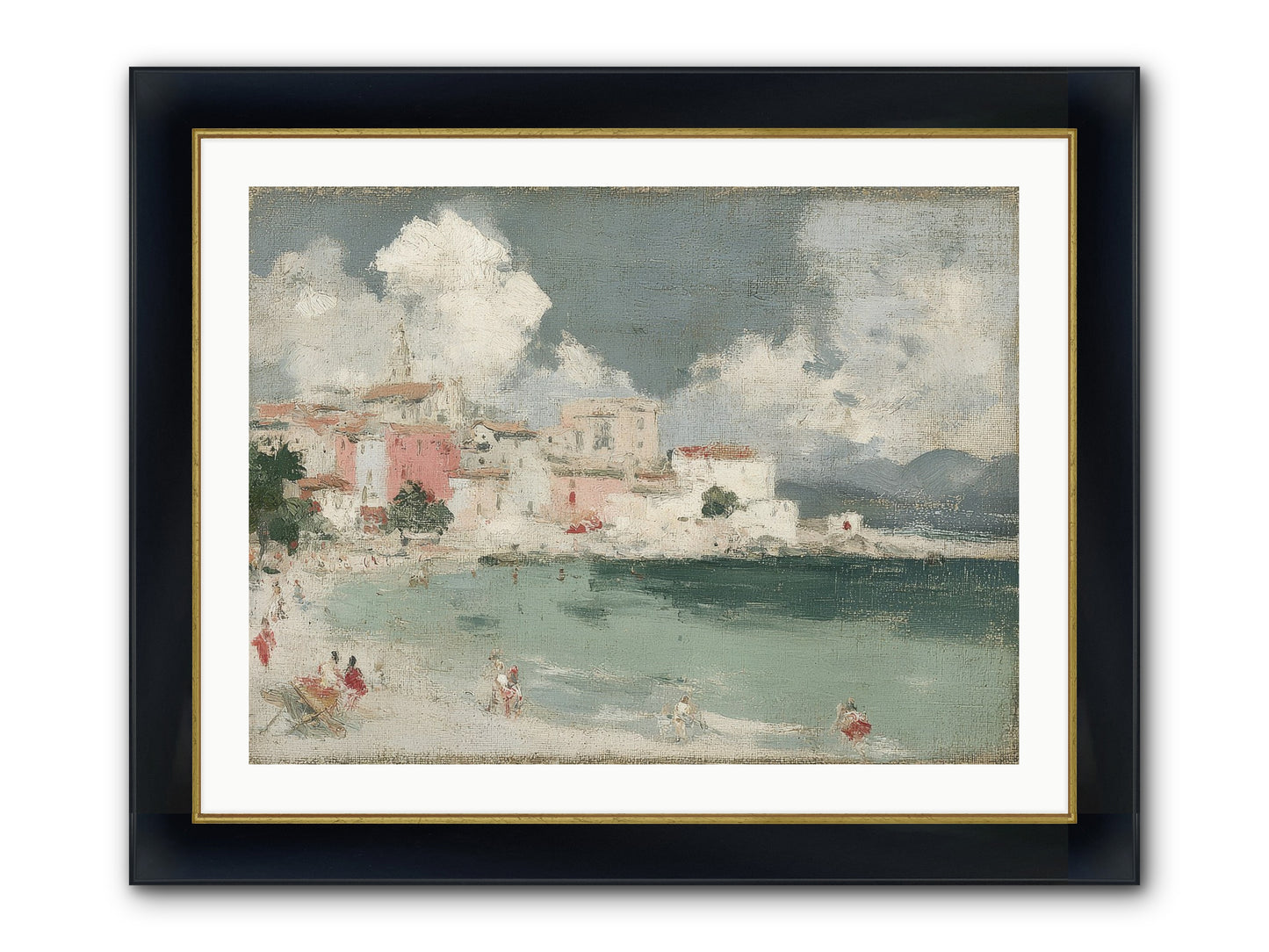 Afternoon By The Water Framed Print - Wide Black w/Gold 32x24