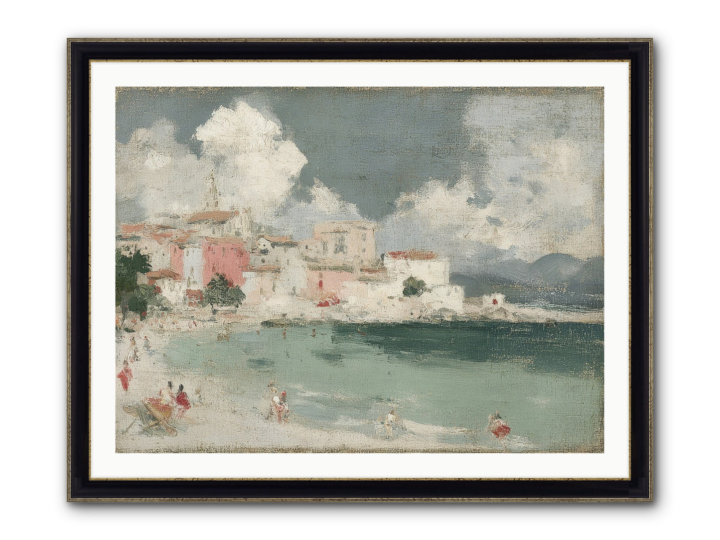 Afternoon By The Water Framed Print - Black & Gold 40x30