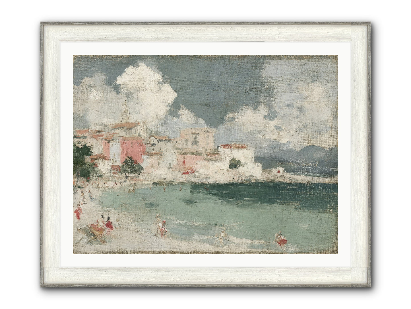Afternoon By The Water Framed Print - Driftwood White 40x30