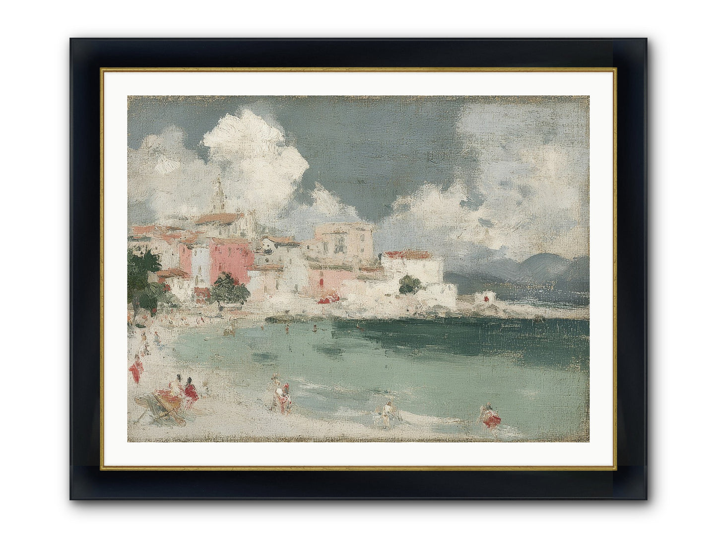 Afternoon By The Water Framed Print - Wide Black w/Gold 40x30
